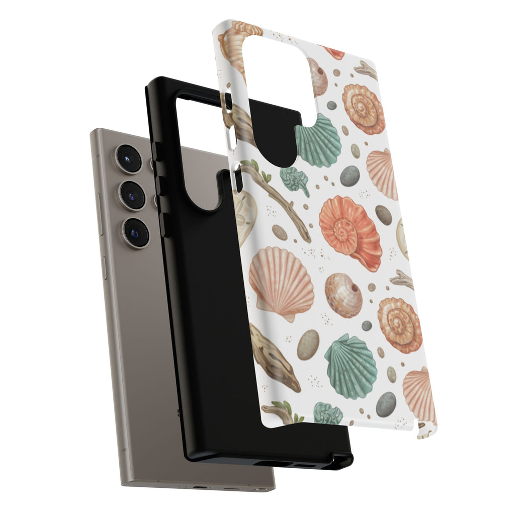 Seashell Pattern Phone Case - Coastal Beach Shells Protective Tough Case