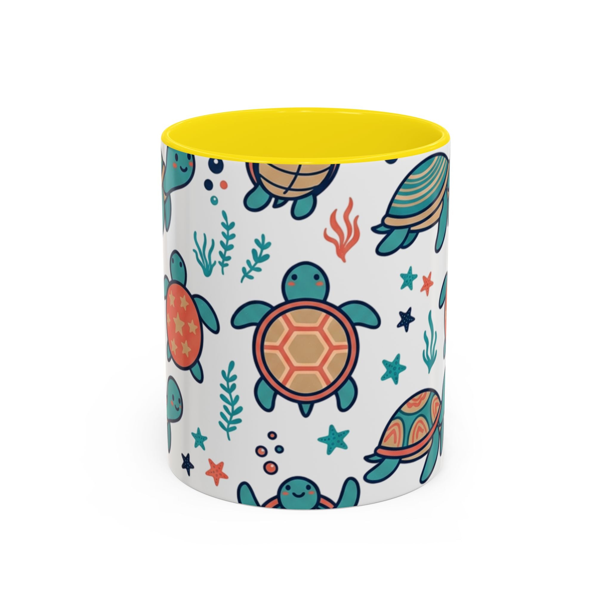 Turtle Pattern Coffee Mug — Cute Sea Turtle Accent Mug (11/15oz)