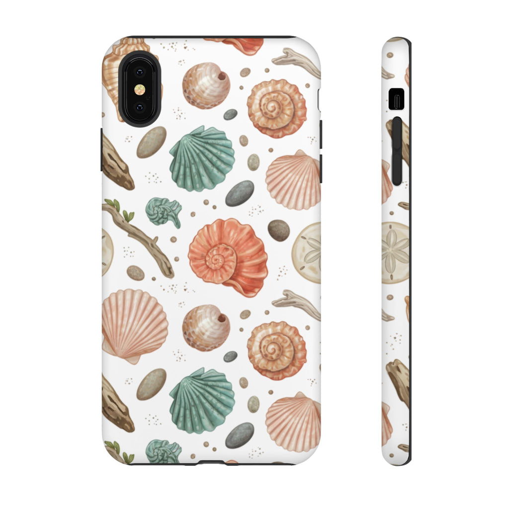 Seashell Pattern Phone Case - Coastal Beach Shells Protective Tough Case