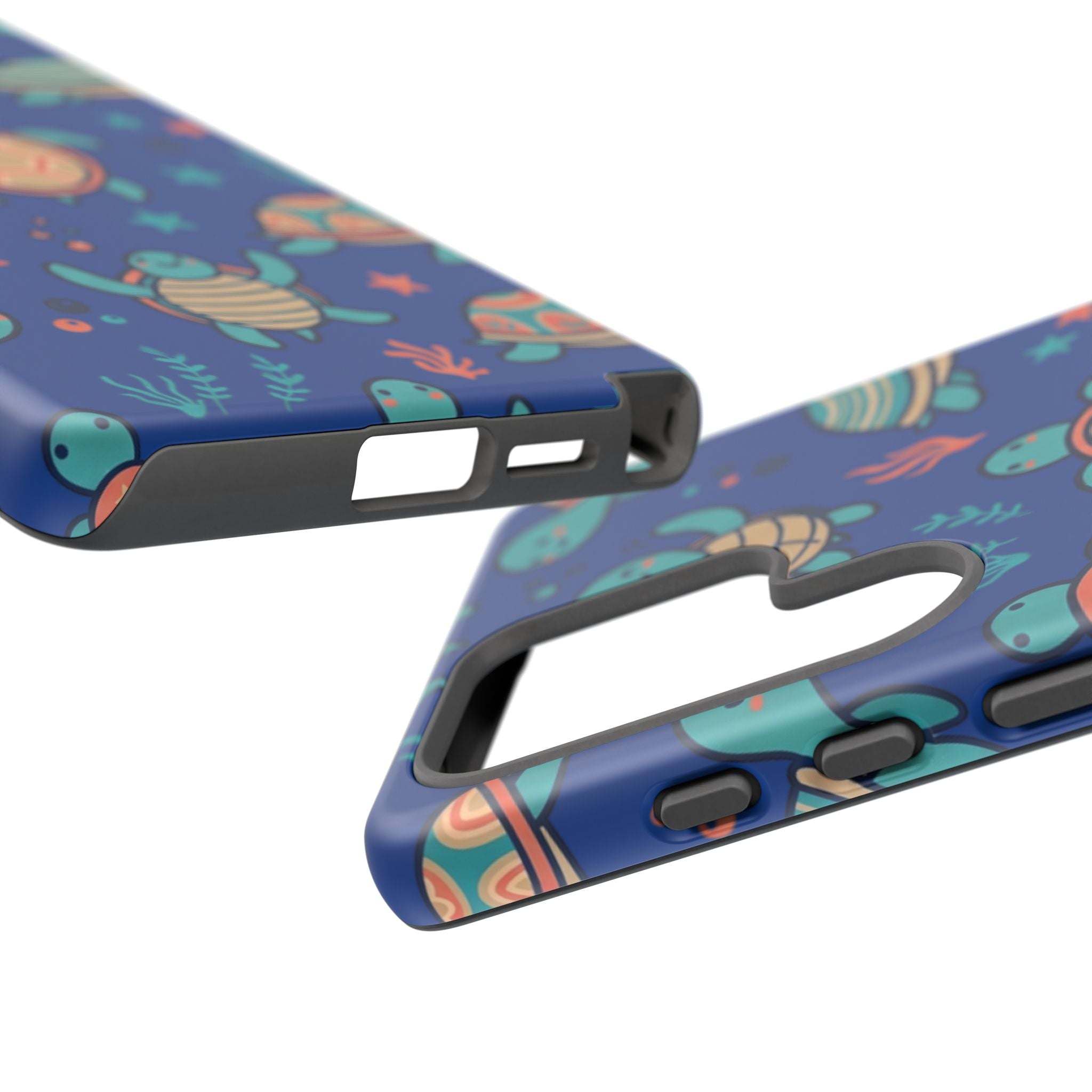 Cute Sea Turtle Phone Case — Protective Tough Case with Blue Ocean Pattern