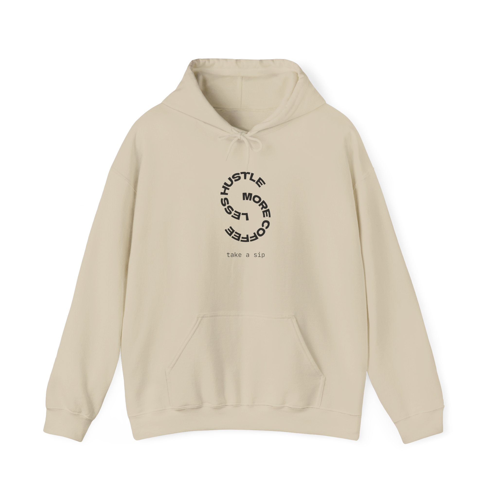 Hustle More, Coffee Less Hoodie — Minimal Motivational Pullover