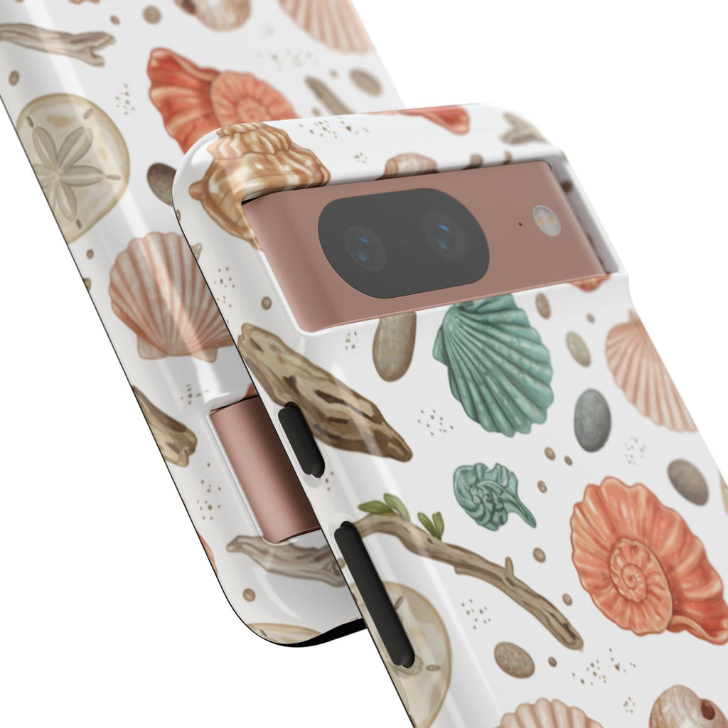 Seashell Pattern Phone Case - Coastal Beach Shells Protective Tough Case