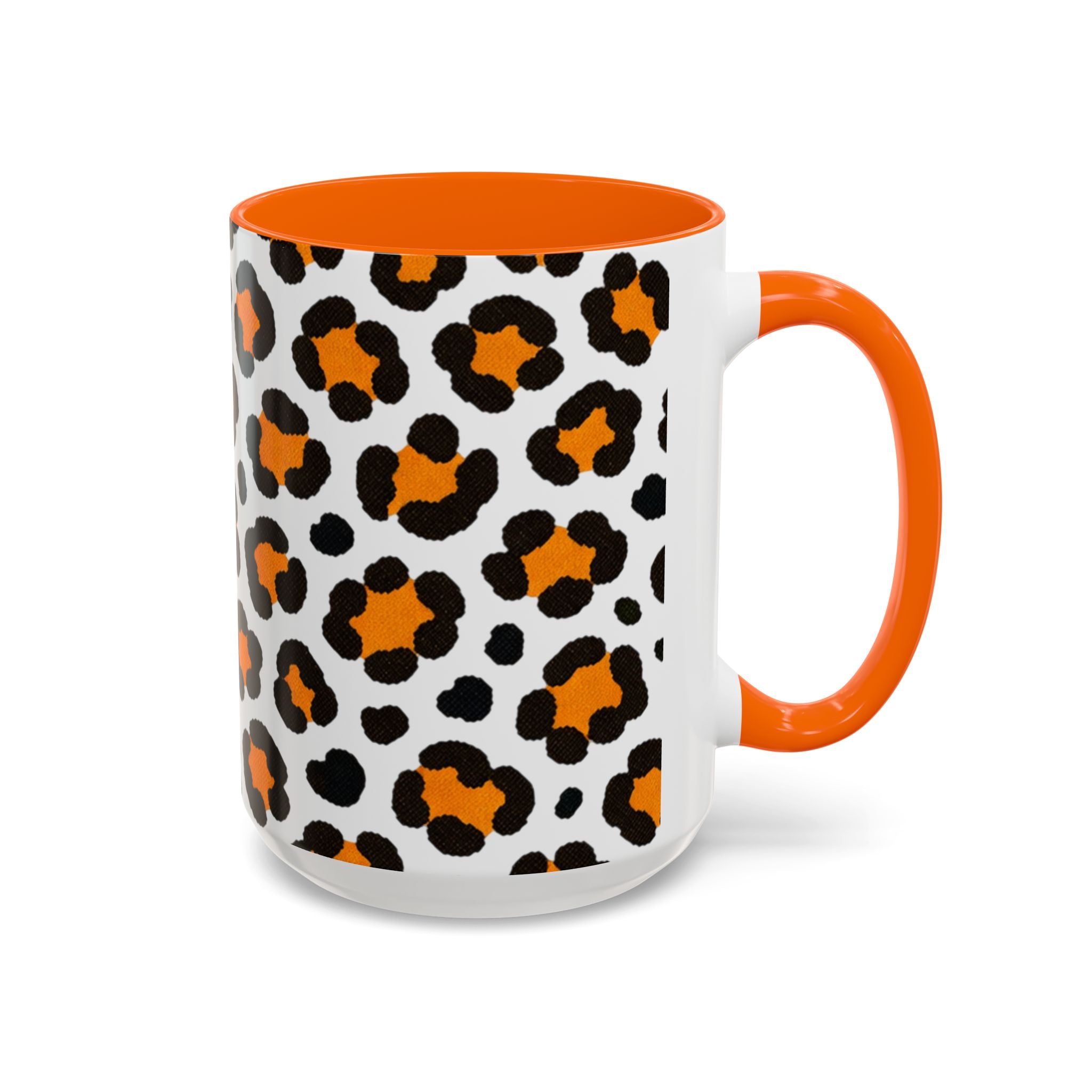 Leopard Print Accent Coffee Mug - Orange & Black Pattern 11/15oz