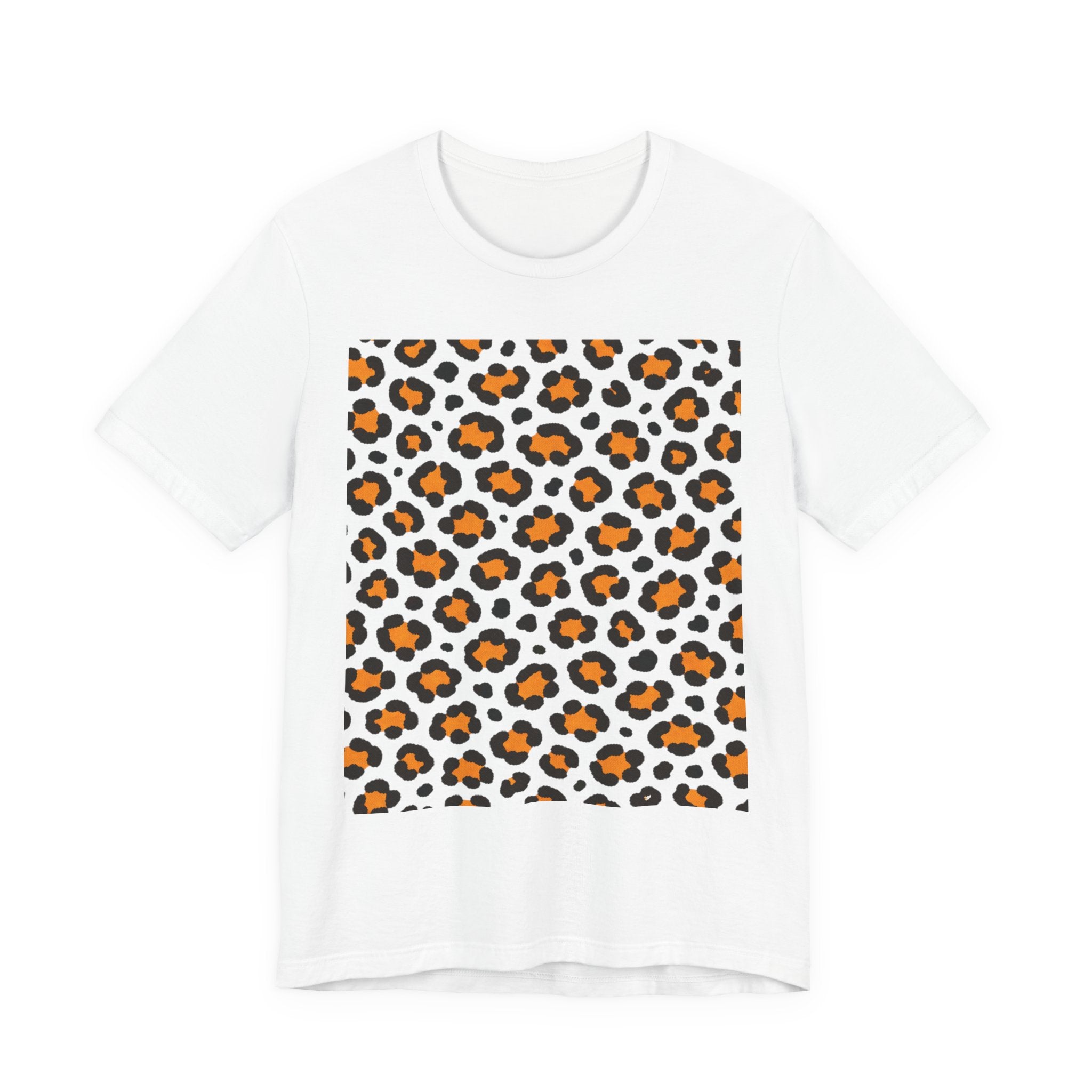 Leopard Print Orange Square T‑Shirt – Animal Print Graphic Tee