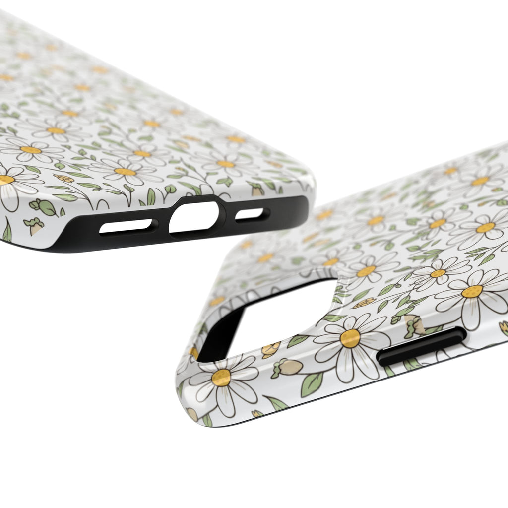Daisy Floral Tough Phone Case — Protective White Spring Pattern