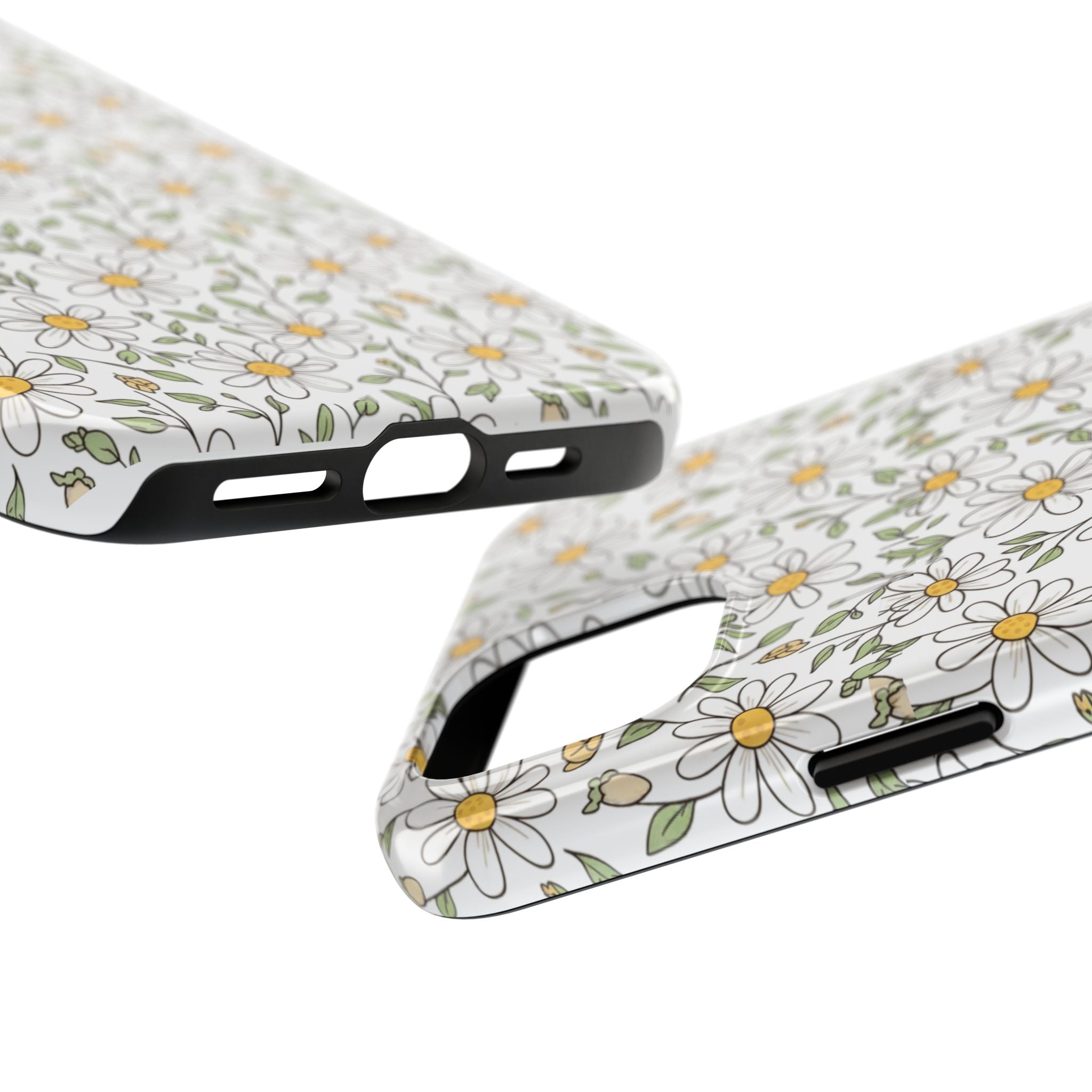 Daisy Floral Tough Phone Case — Protective White Spring Pattern