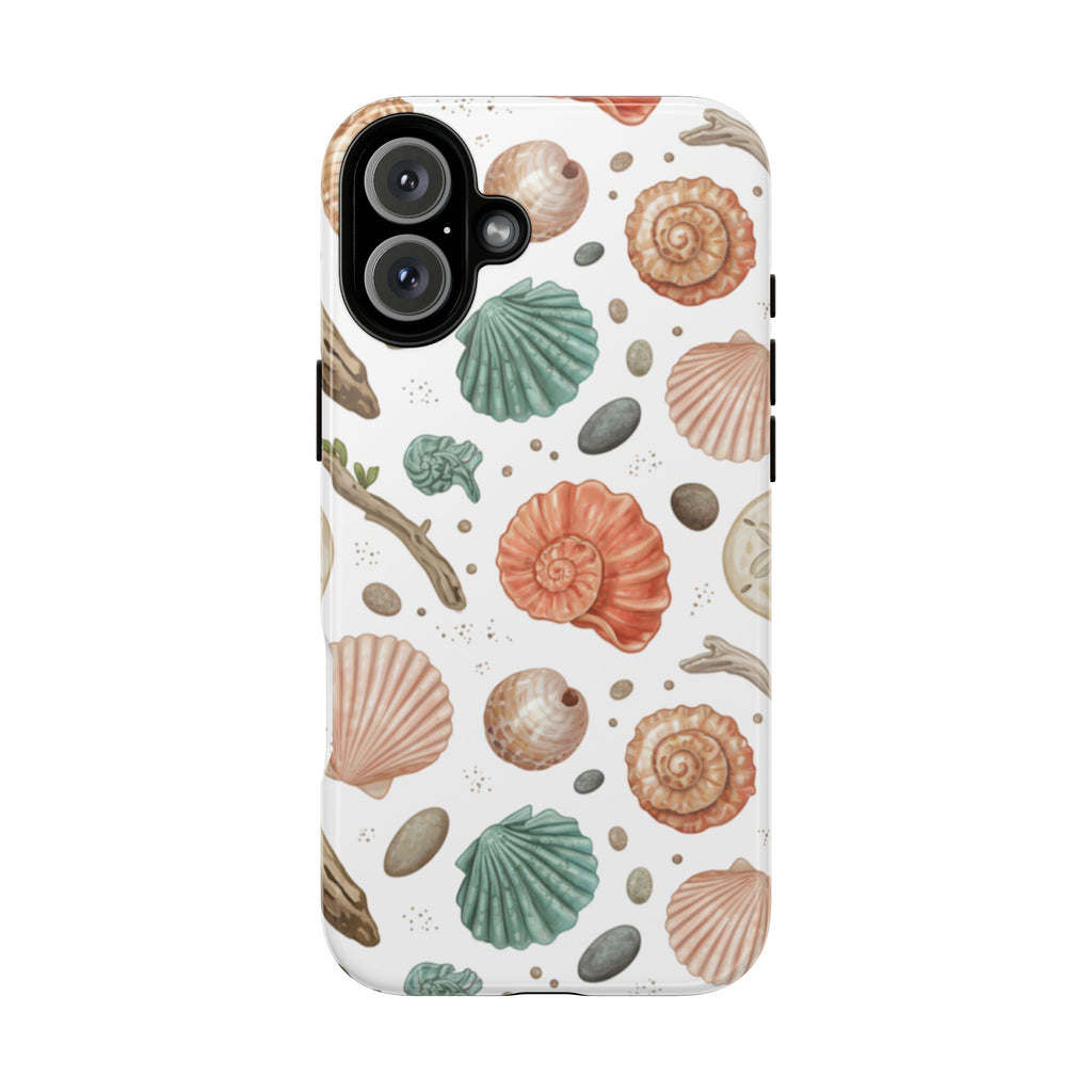 Seashell Pattern Phone Case - Coastal Beach Shells Protective Tough Case