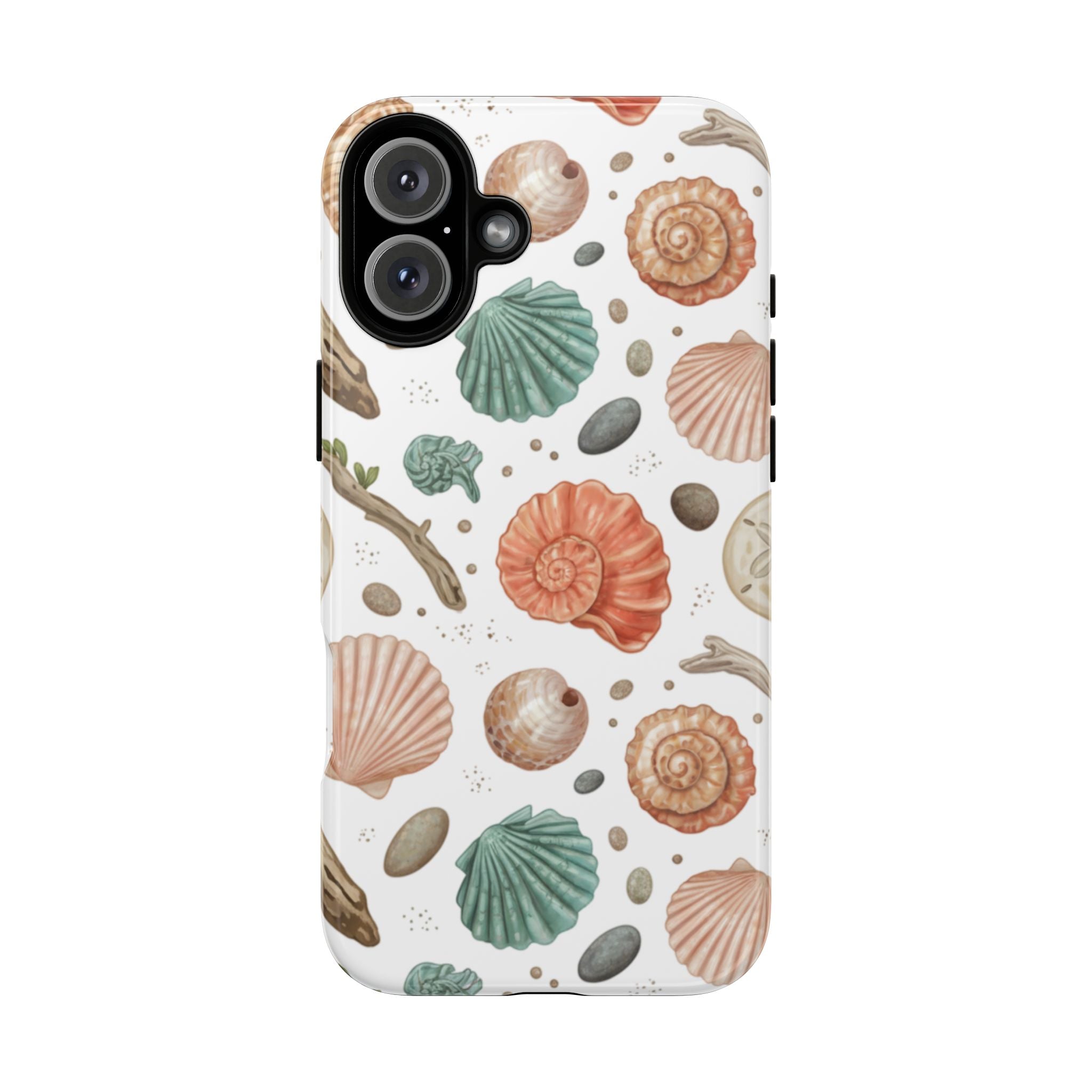 Seashell Pattern Phone Case - Coastal Beach Shells Protective Tough Case