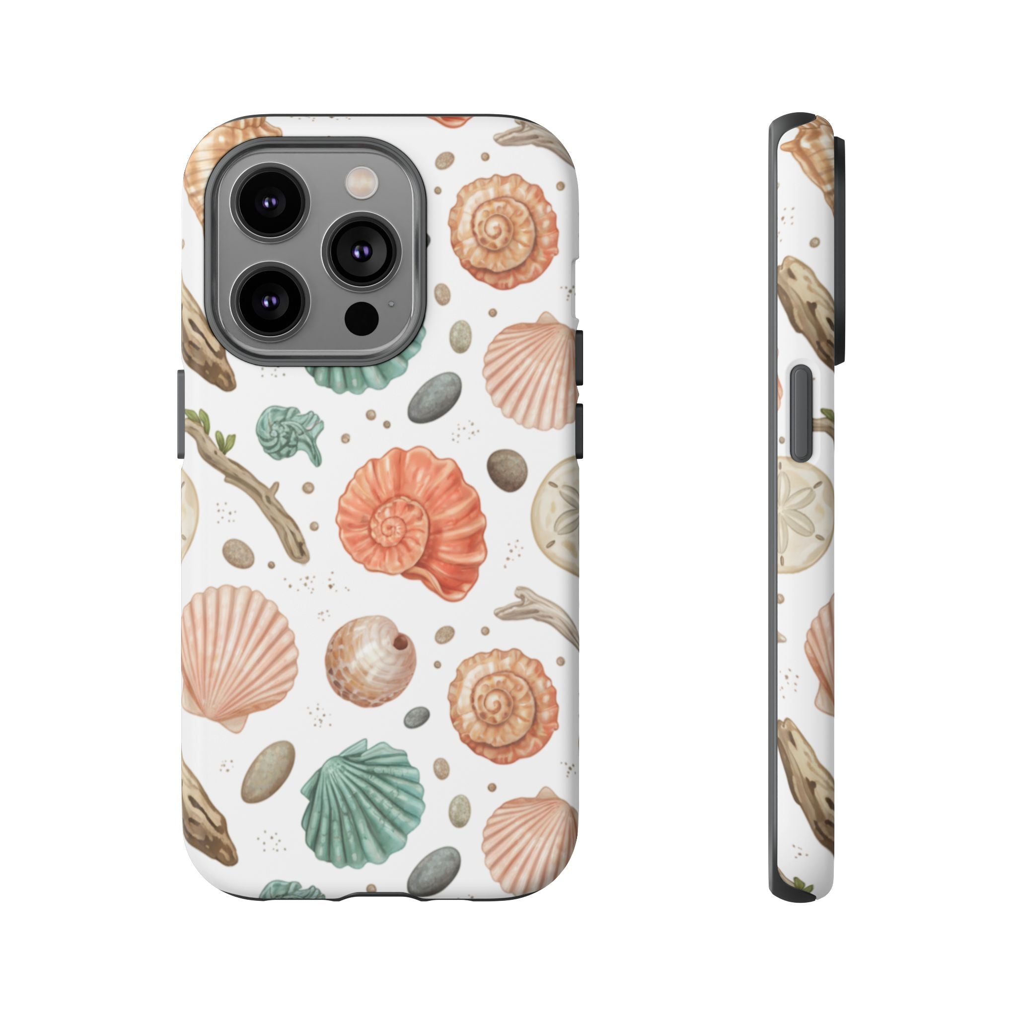 Seashell Pattern Phone Case - Coastal Beach Shells Protective Tough Case