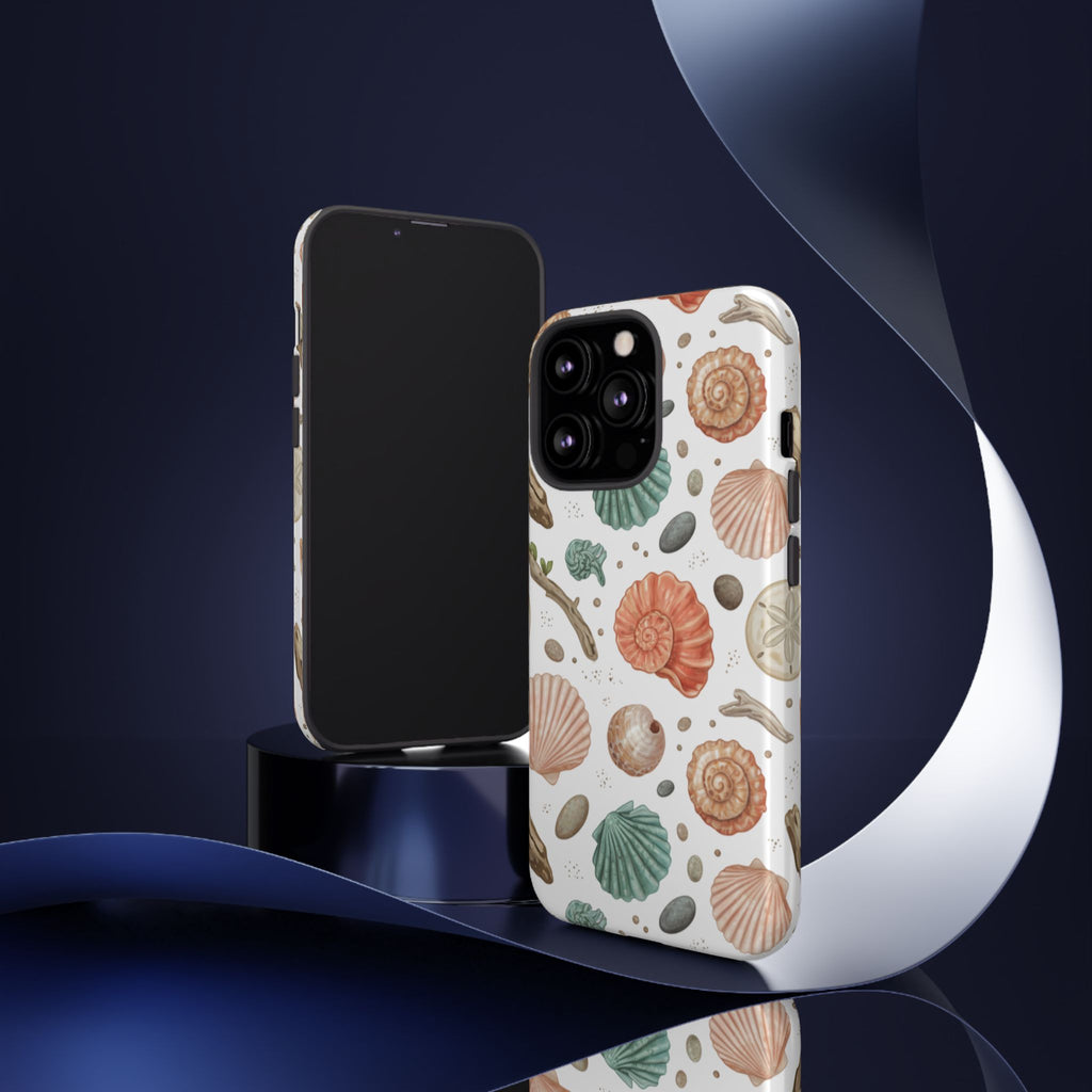Seashell Pattern Phone Case - Coastal Beach Shells Protective Tough Case