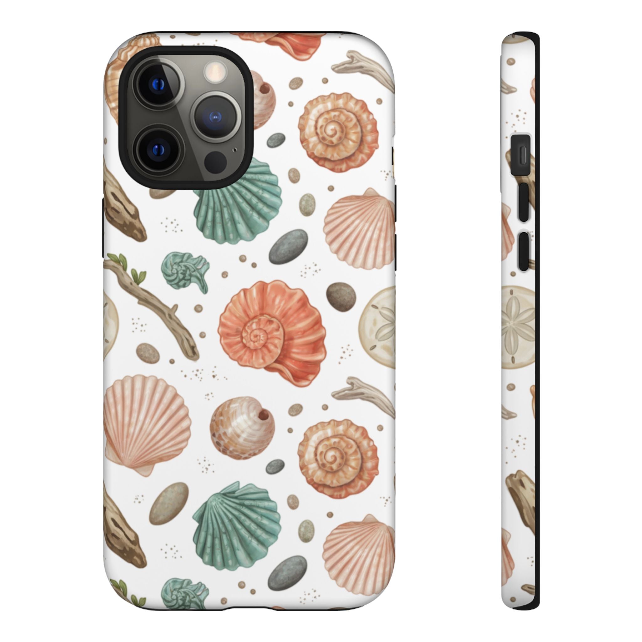 Seashell Pattern Phone Case - Coastal Beach Shells Protective Tough Case