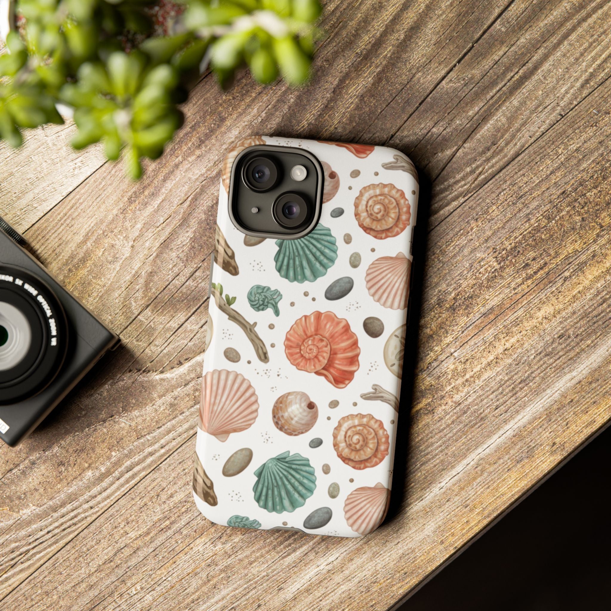 Seashell Pattern Phone Case - Coastal Beach Shells Protective Tough Case