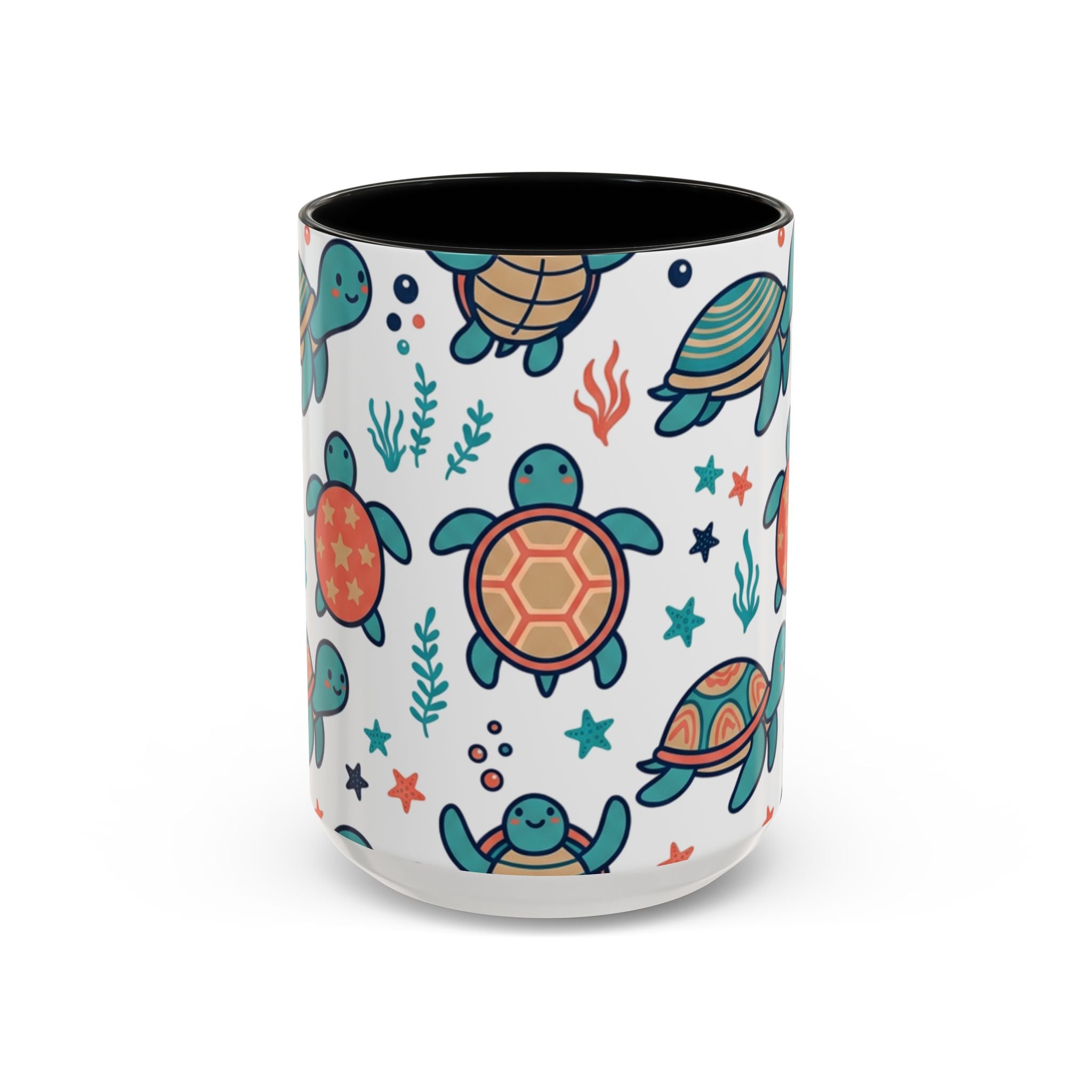 Turtle Pattern Coffee Mug — Cute Sea Turtle Accent Mug (11/15oz)