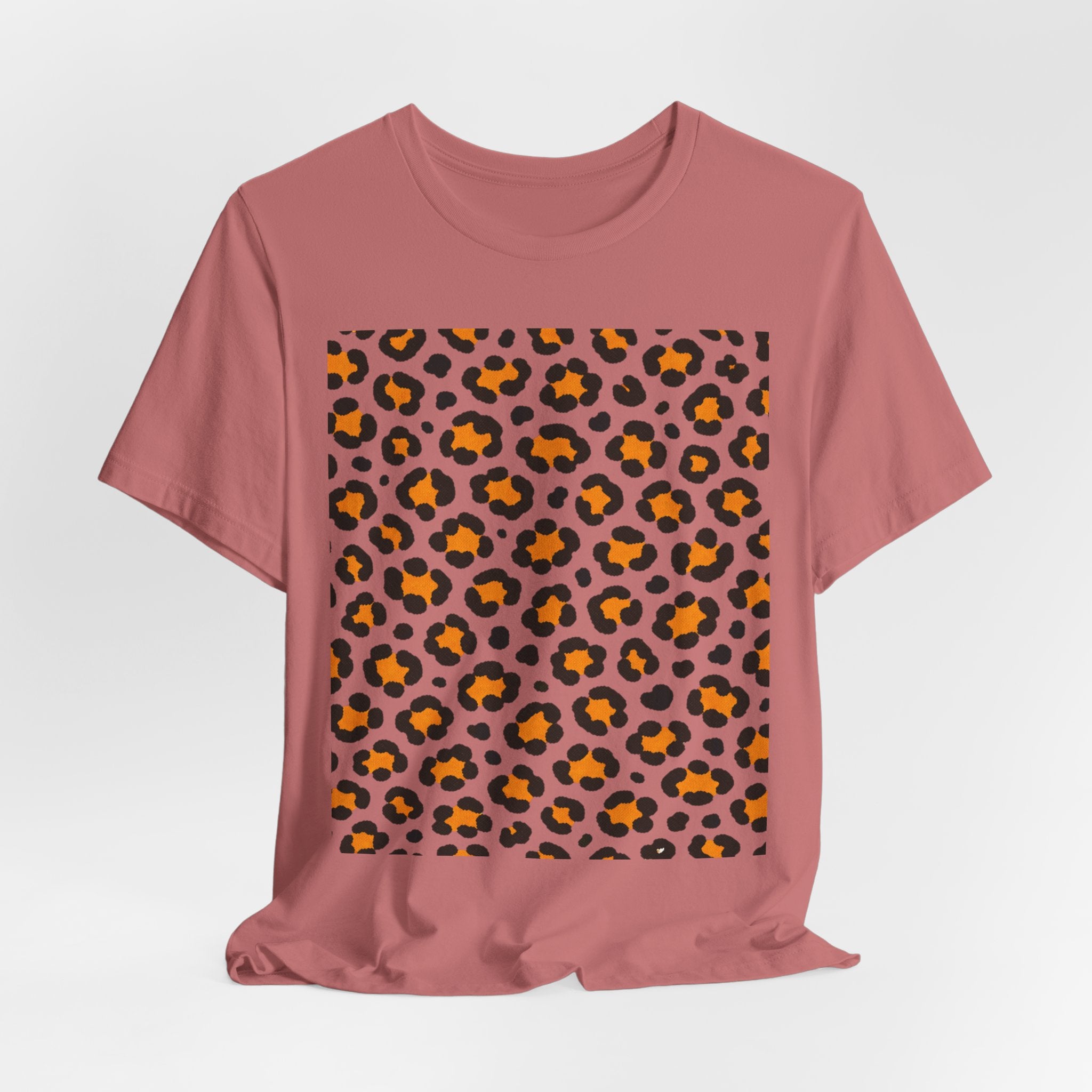 Leopard Print Orange Square T‑Shirt – Animal Print Graphic Tee