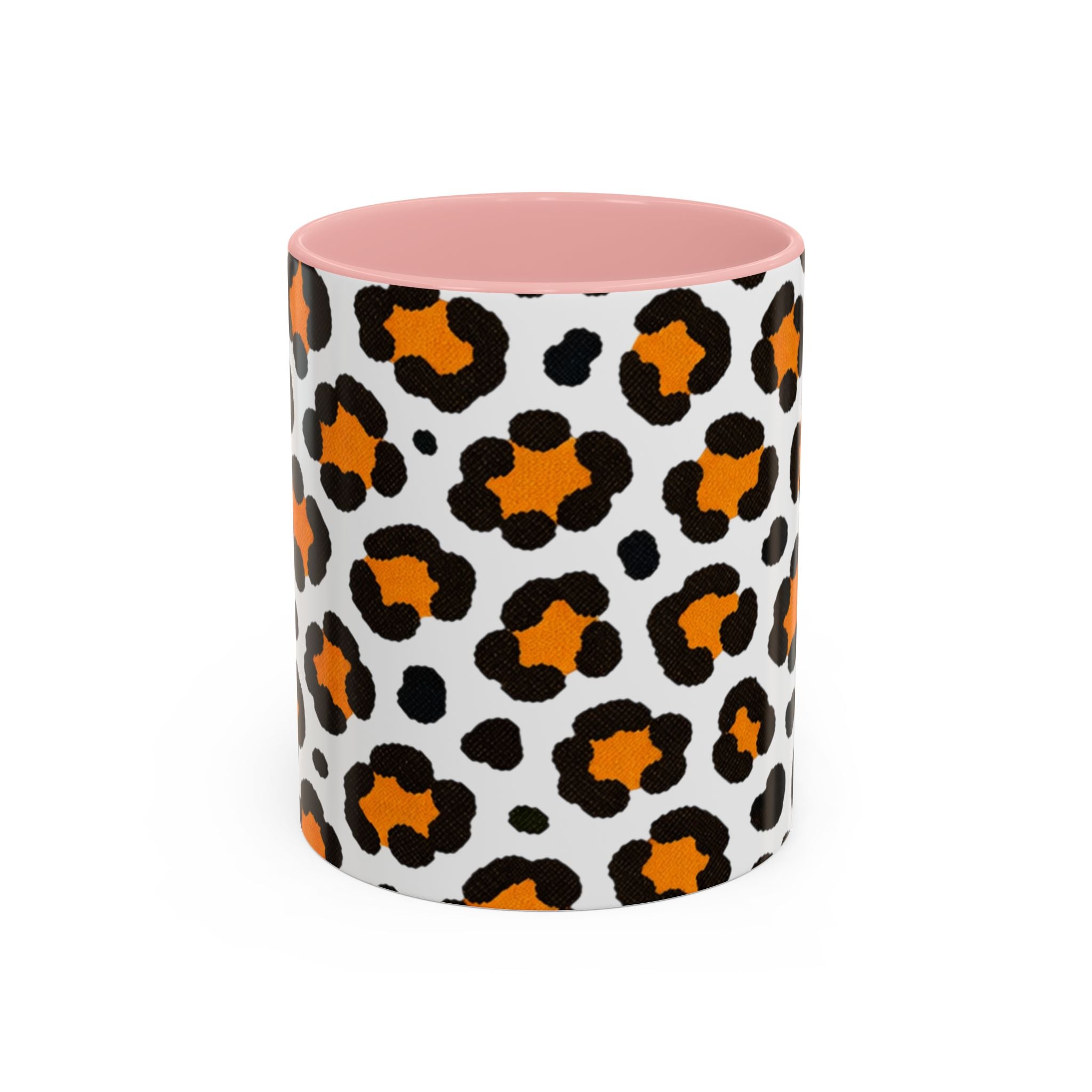 Leopard Print Accent Coffee Mug - Orange & Black Pattern 11/15oz