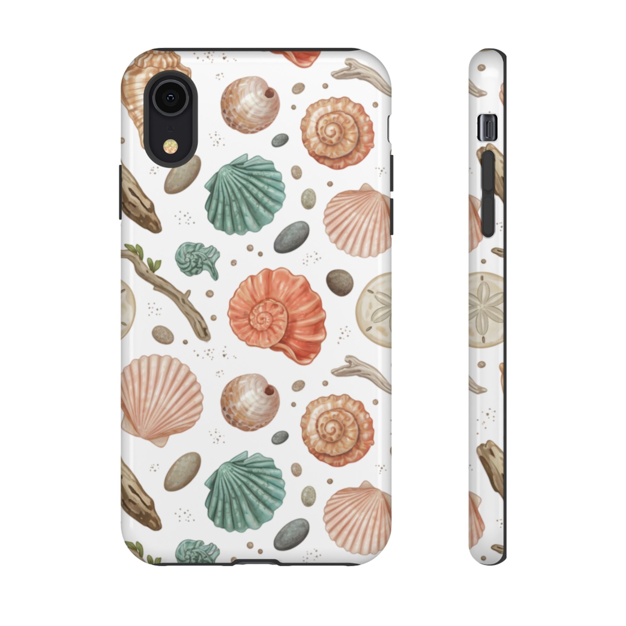 Seashell Pattern Phone Case - Coastal Beach Shells Protective Tough Case