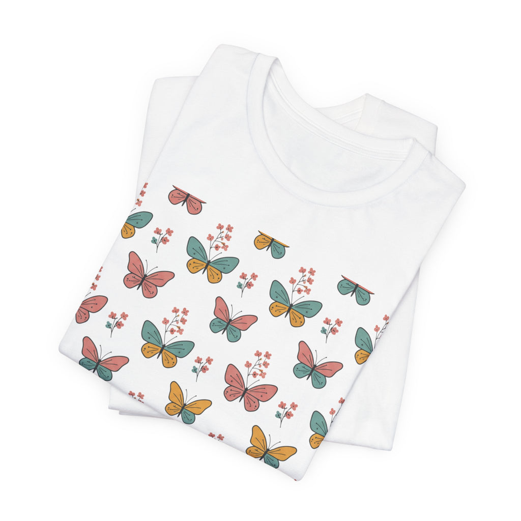 Butterfly Pattern Tee — Pastel Moth Floral Unisex T-Shirt