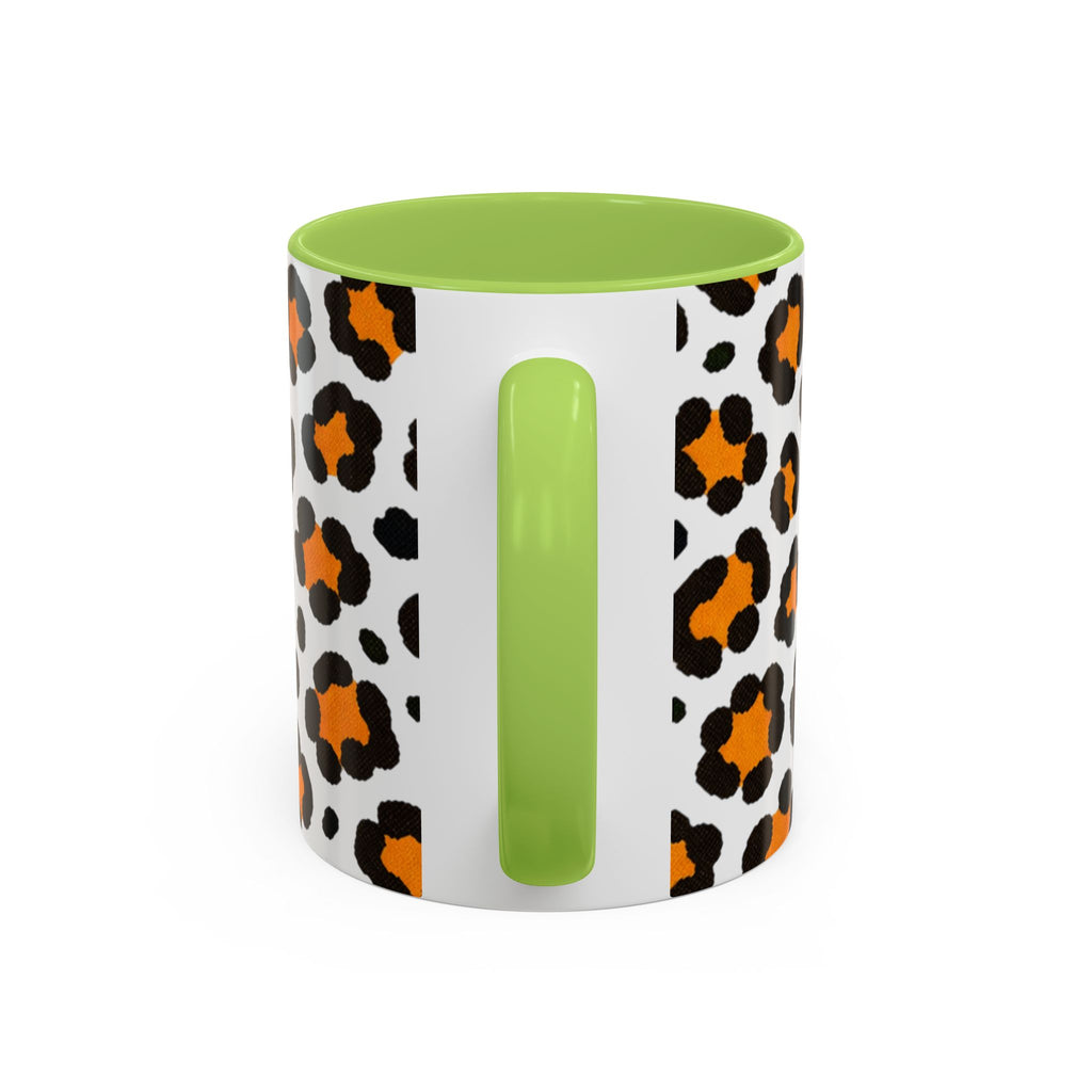Leopard Print Accent Coffee Mug - Orange & Black Pattern 11/15oz