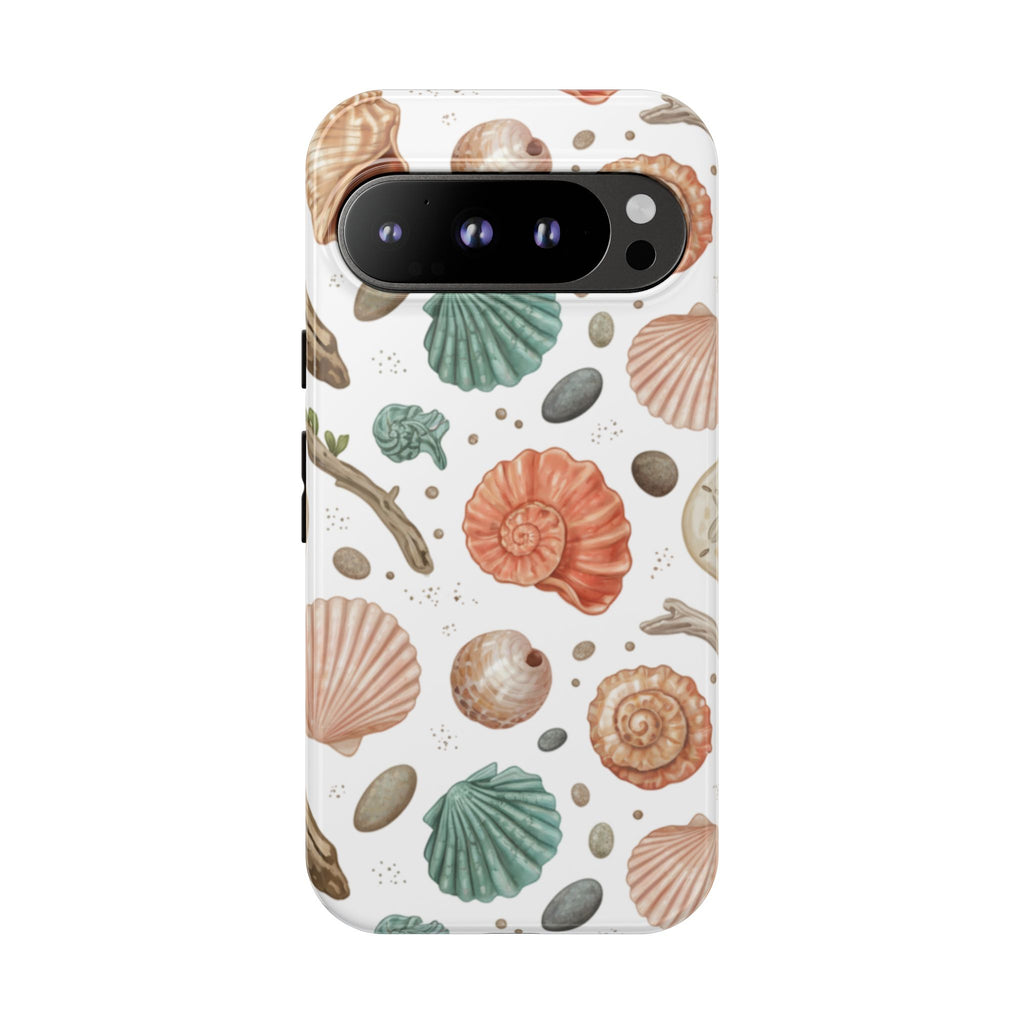 Seashell Pattern Phone Case - Coastal Beach Shells Protective Tough Case