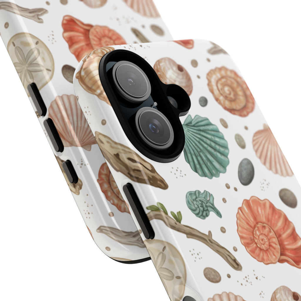 Seashell Pattern Phone Case - Coastal Beach Shells Protective Tough Case