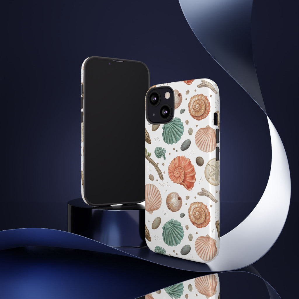 Seashell Pattern Phone Case - Coastal Beach Shells Protective Tough Case
