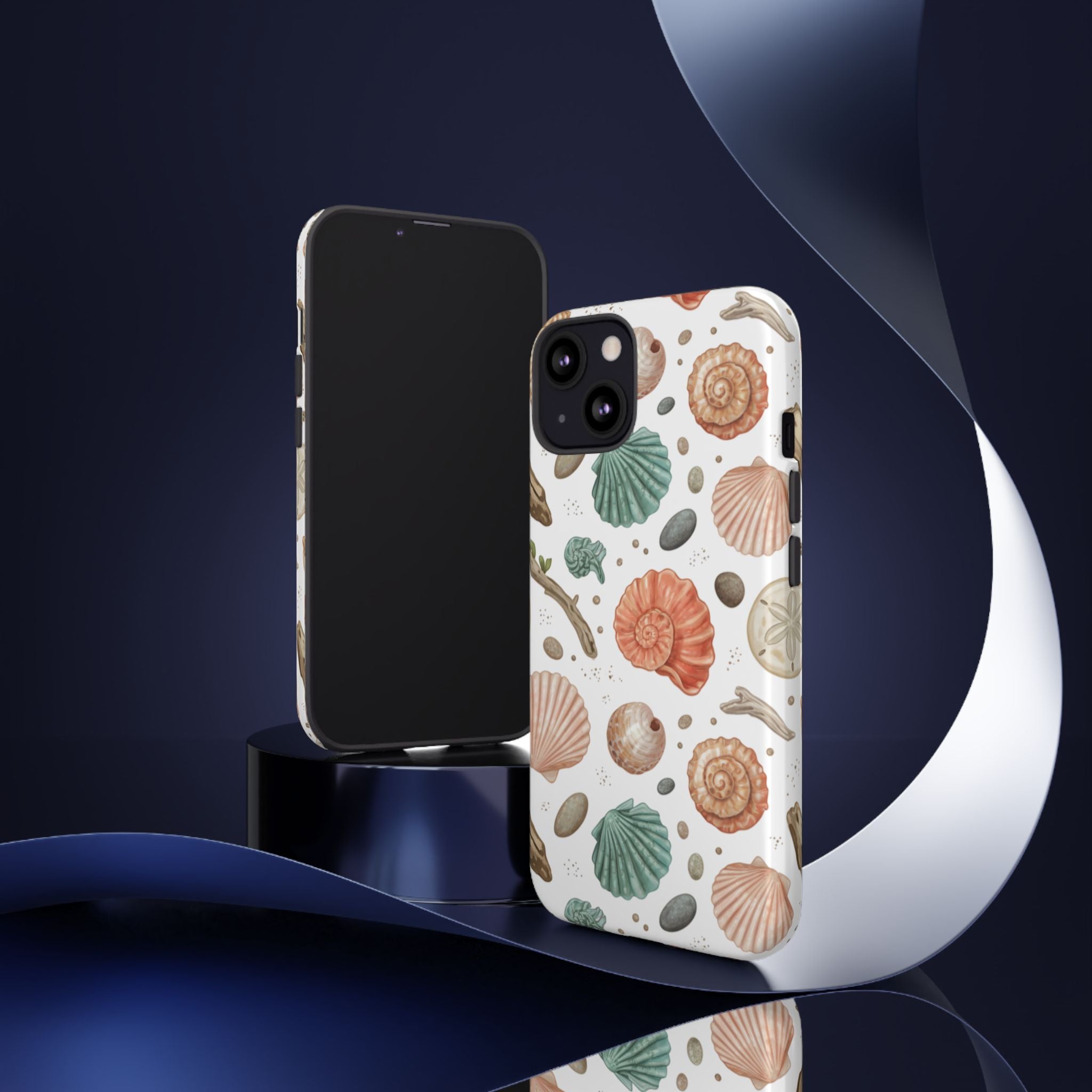 Seashell Pattern Phone Case - Coastal Beach Shells Protective Tough Case