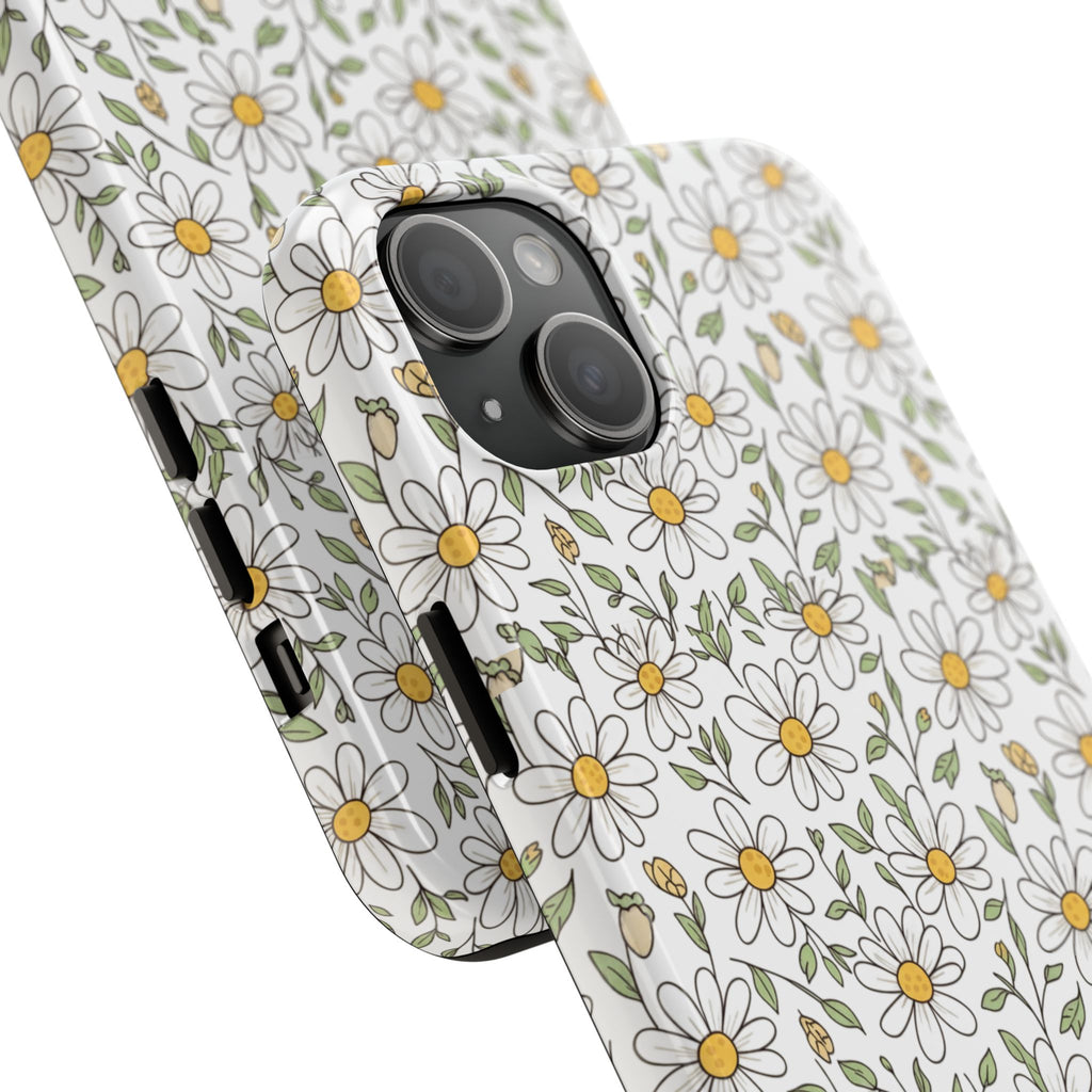 Daisy Floral Tough Phone Case — Protective White Spring Pattern