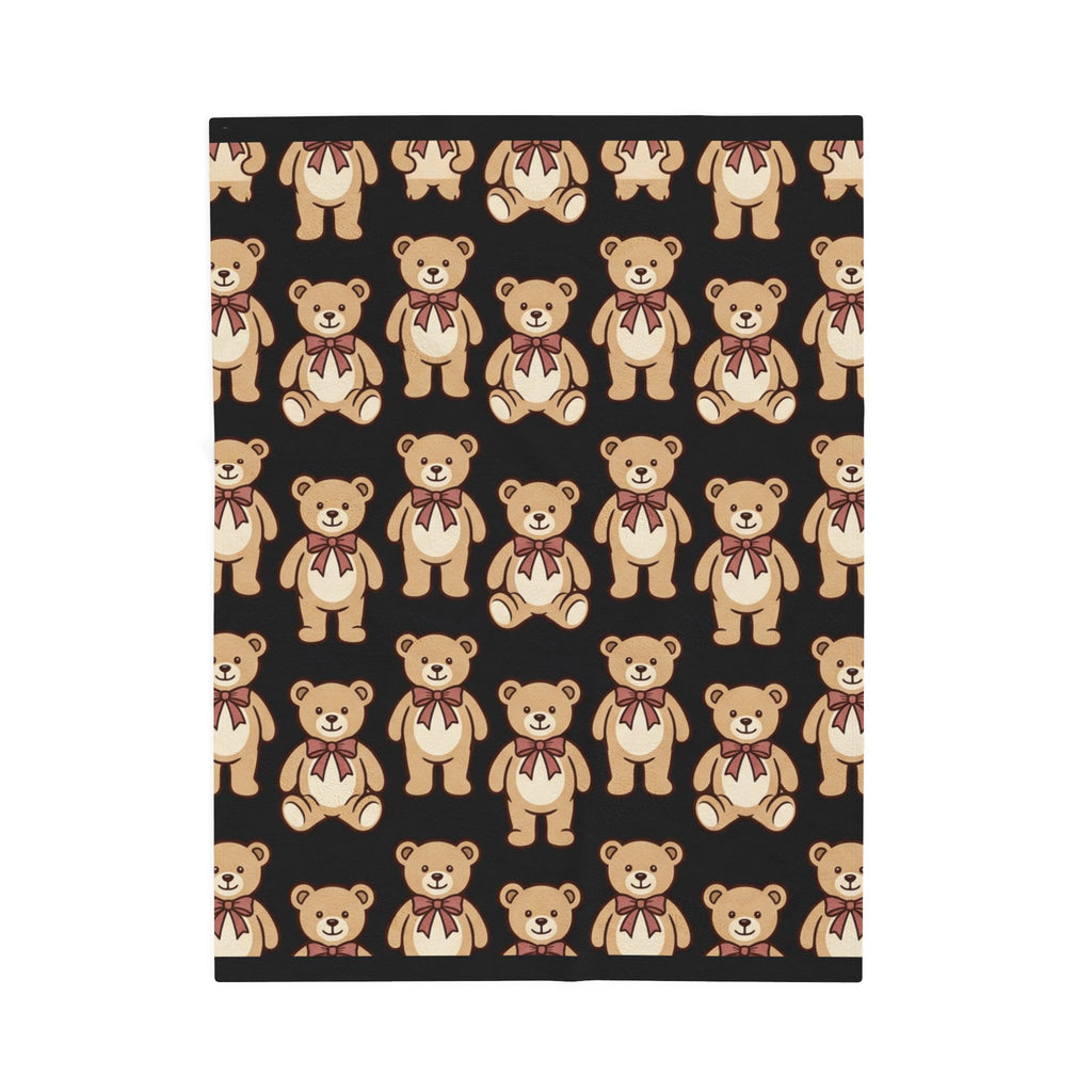 Teddy Bear Velveteen Plush Blanket – Cozy Kids Throw with Cute Bear Pattern