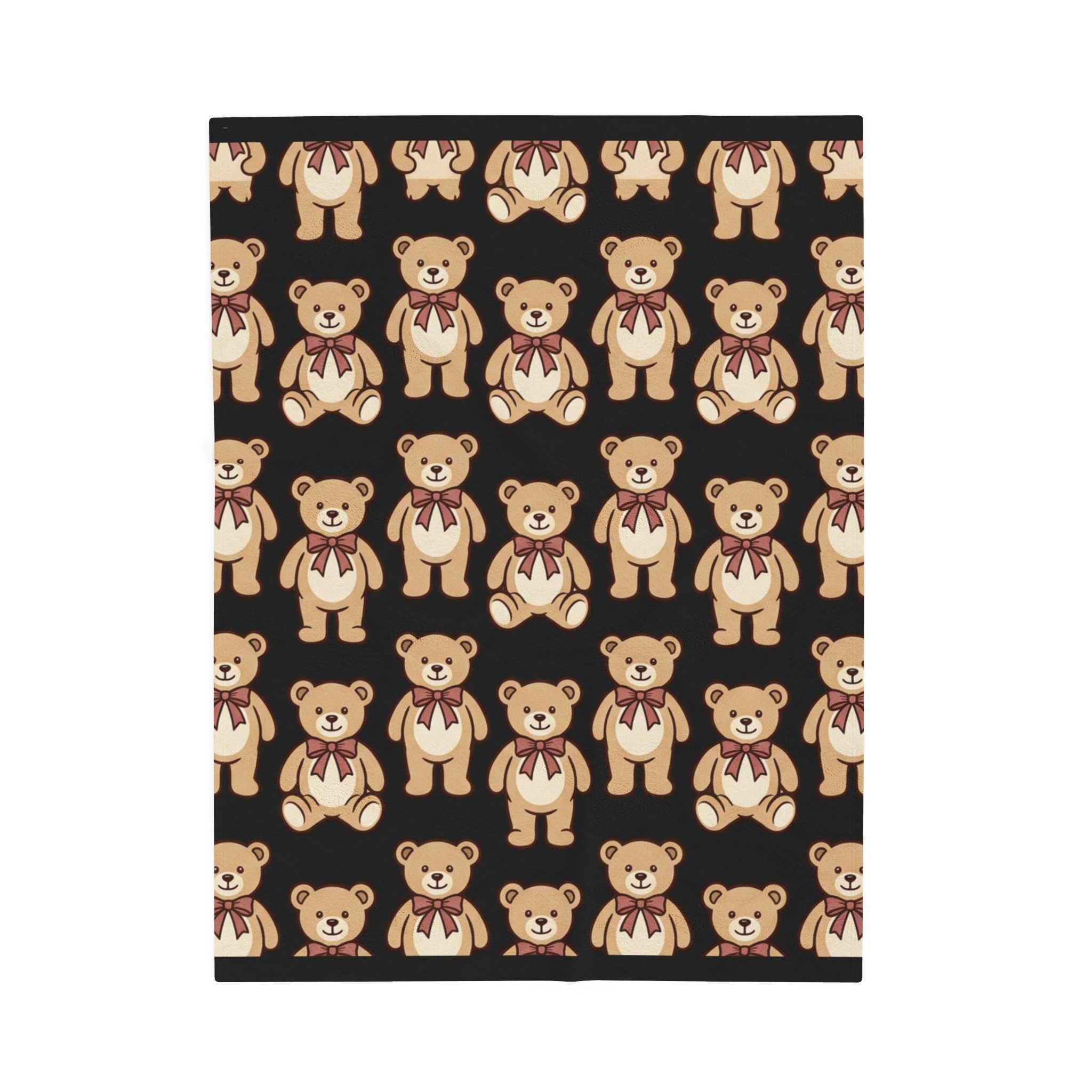 Teddy Bear Velveteen Plush Blanket – Cozy Kids Throw with Cute Bear Pattern