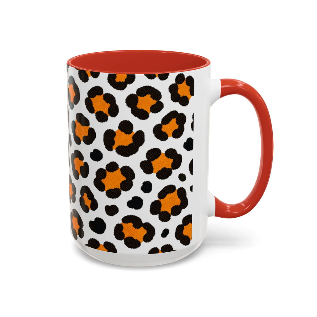 Leopard Print Accent Coffee Mug - Orange & Black Pattern 11/15oz