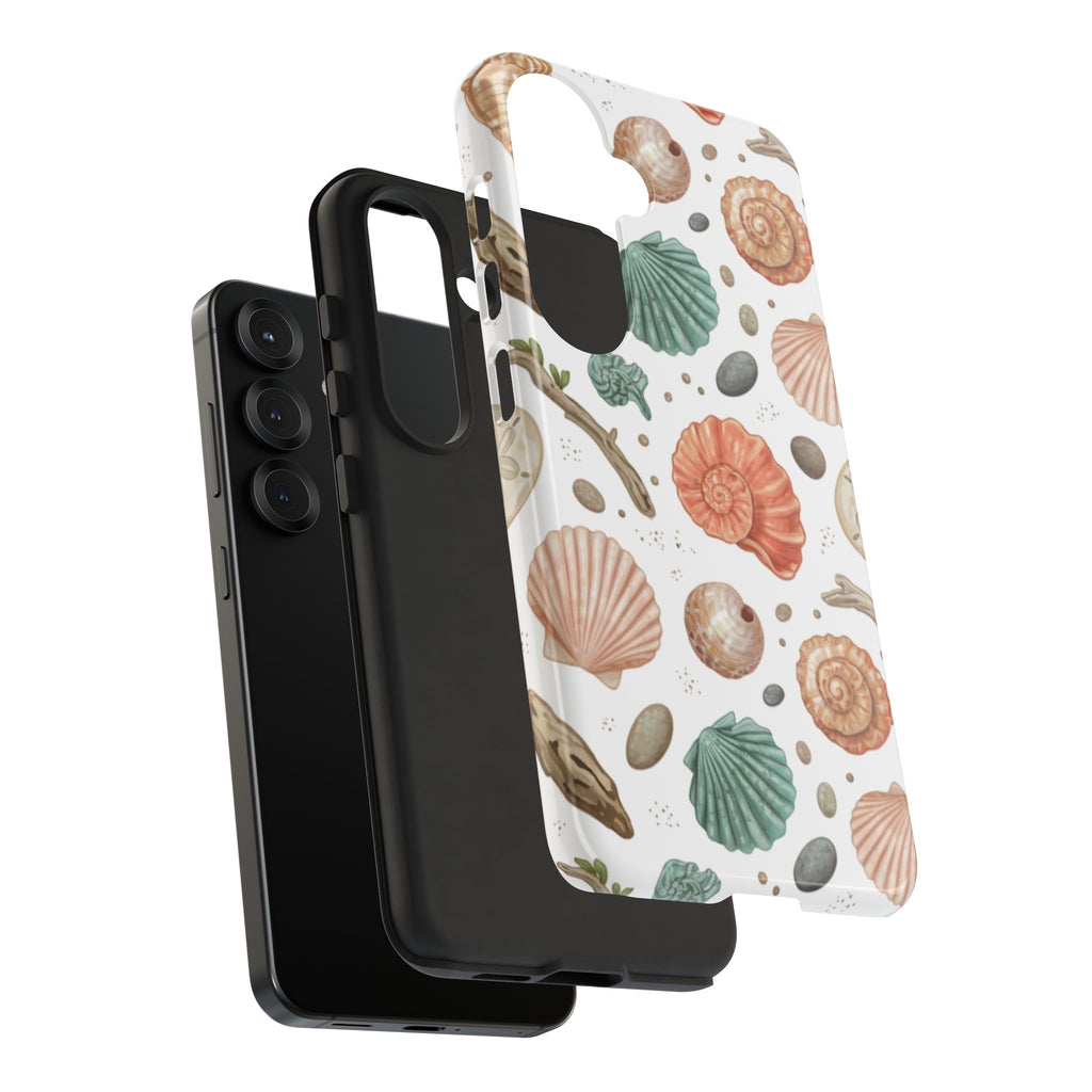 Seashell Pattern Phone Case - Coastal Beach Shells Protective Tough Case
