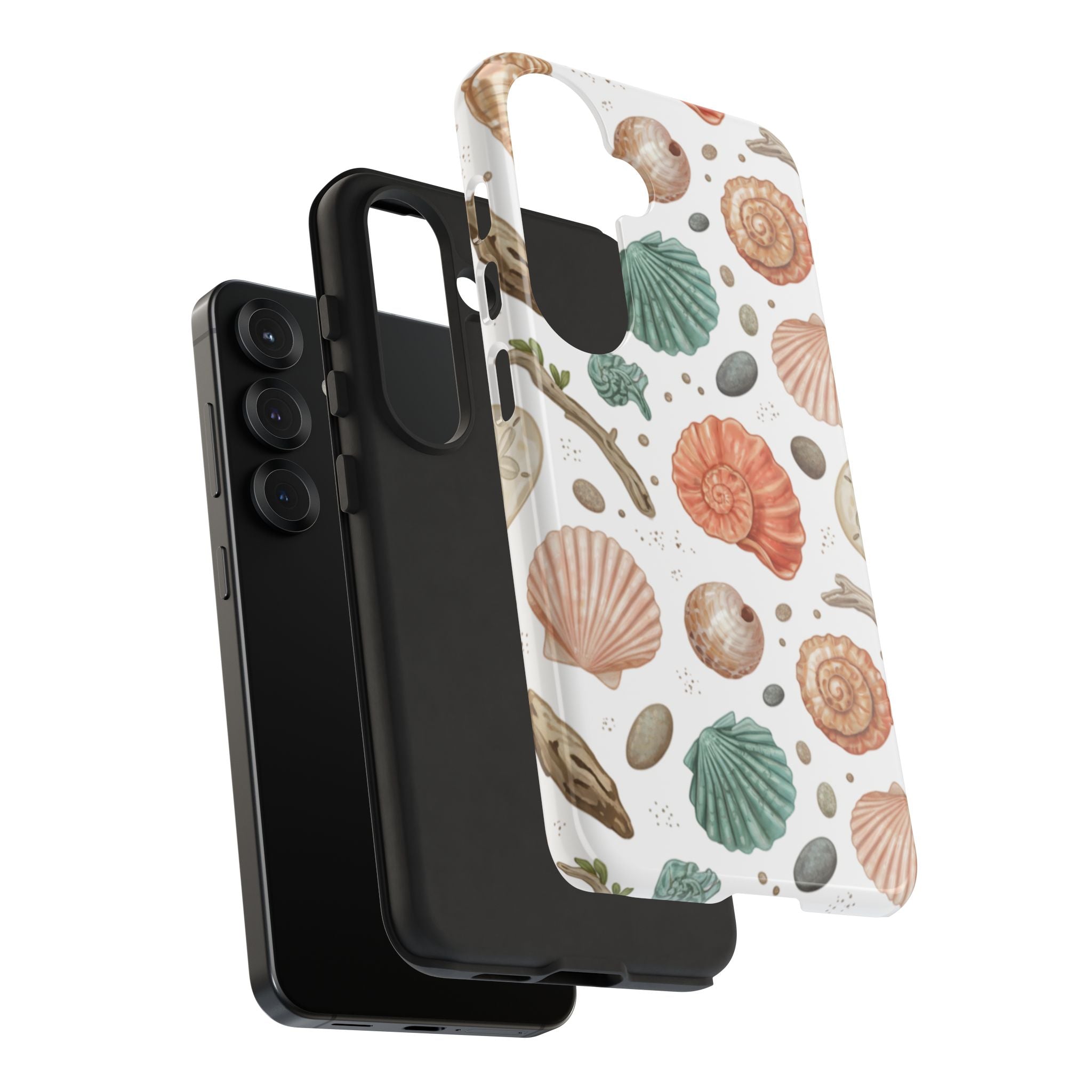 Seashell Pattern Phone Case - Coastal Beach Shells Protective Tough Case