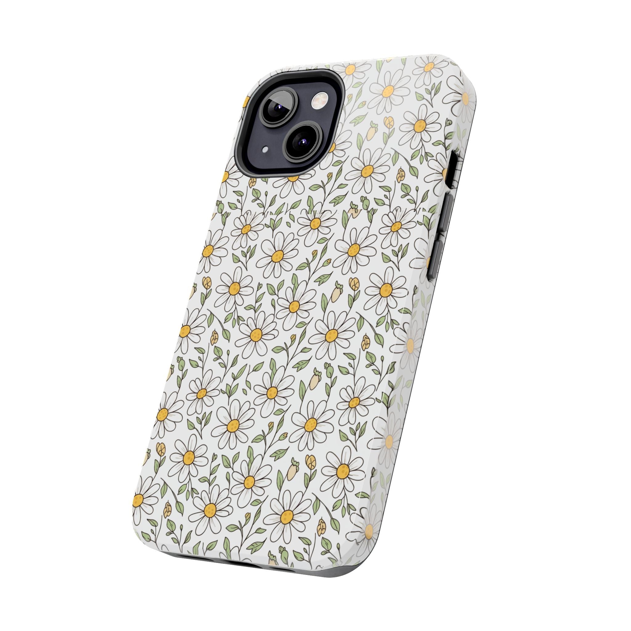 Daisy Floral Tough Phone Case — Protective White Spring Pattern