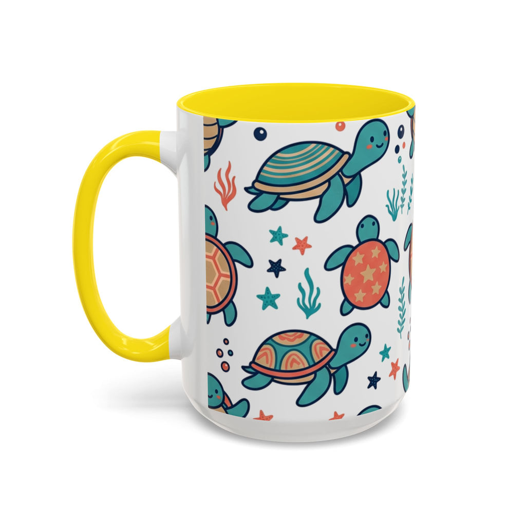 Turtle Pattern Coffee Mug — Cute Sea Turtle Accent Mug (11/15oz)