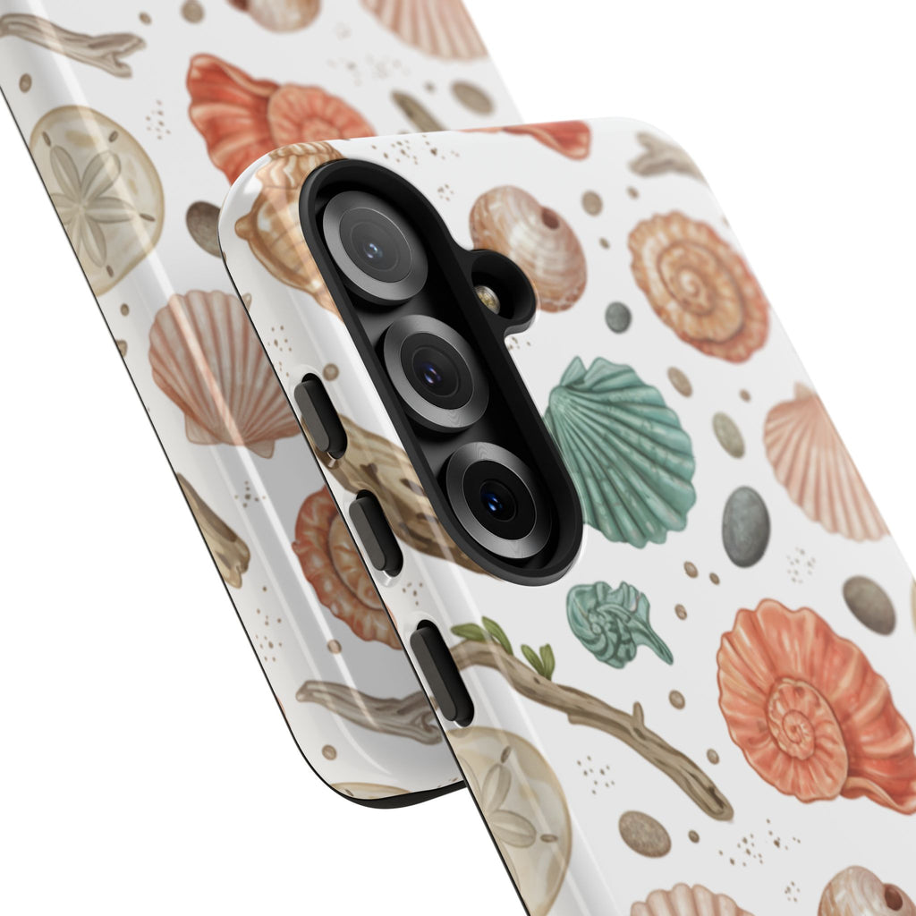 Seashell Pattern Phone Case - Coastal Beach Shells Protective Tough Case