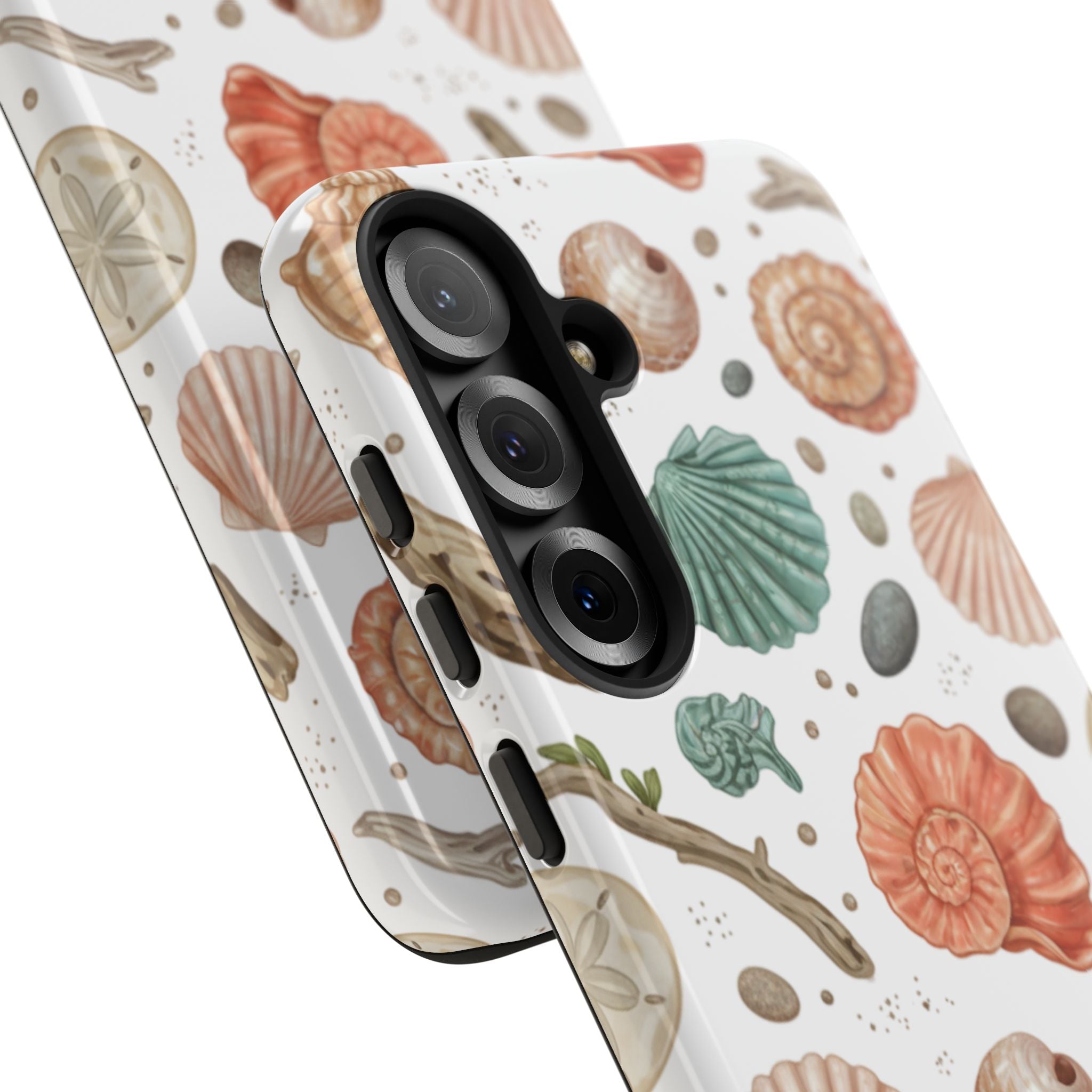 Seashell Pattern Phone Case - Coastal Beach Shells Protective Tough Case