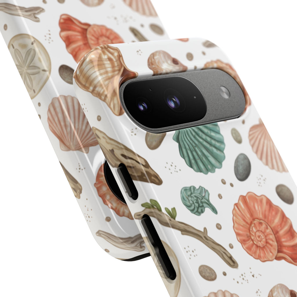 Seashell Pattern Phone Case - Coastal Beach Shells Protective Tough Case