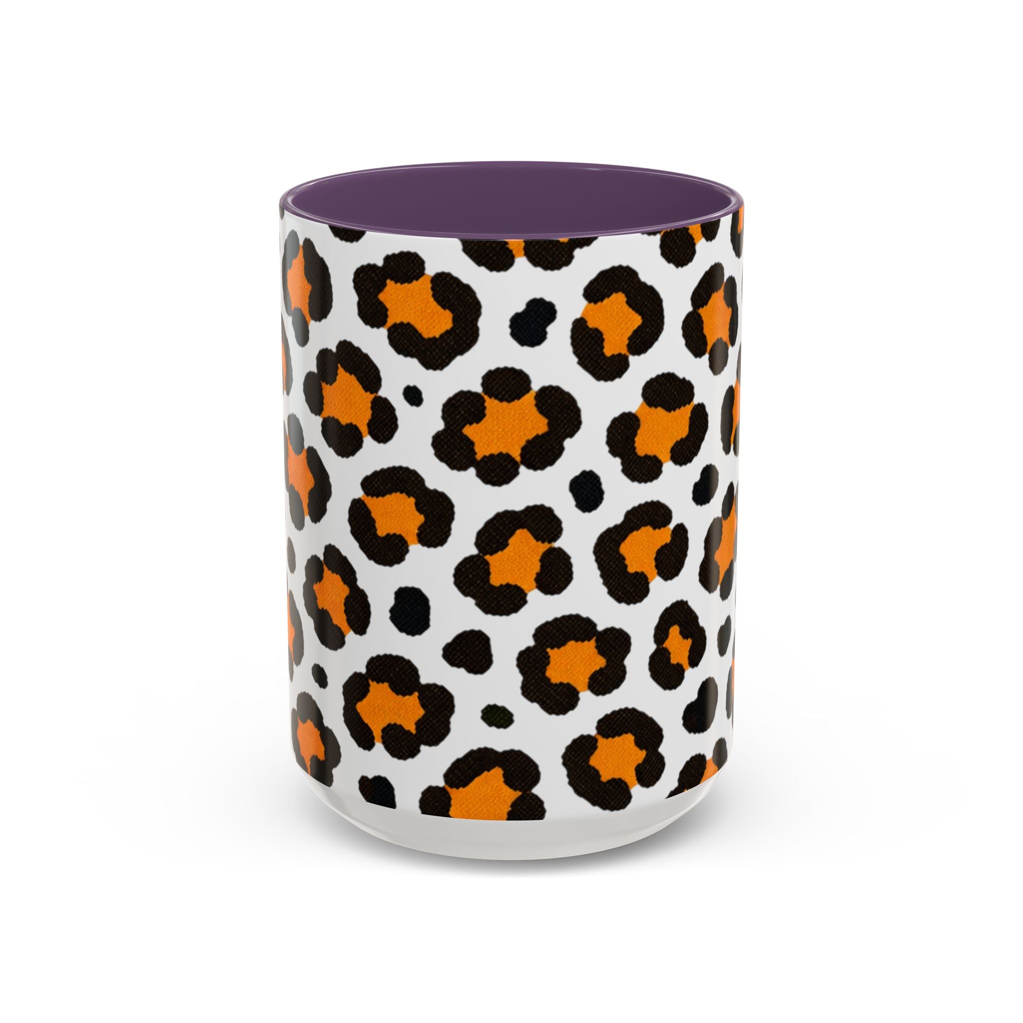 Leopard Print Accent Coffee Mug - Orange & Black Pattern 11/15oz