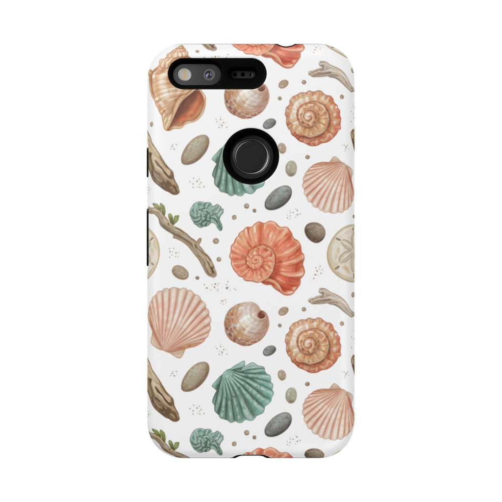 Seashell Pattern Phone Case - Coastal Beach Shells Protective Tough Case