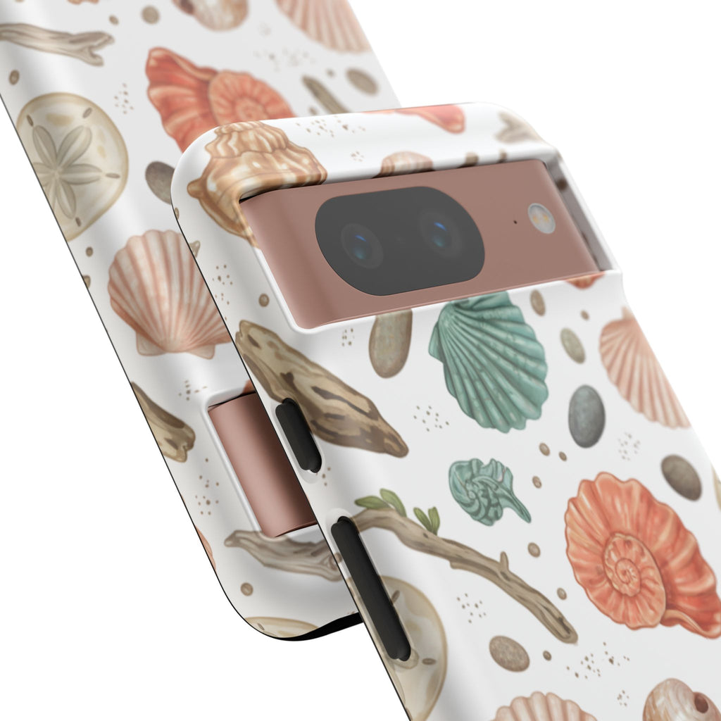 Seashell Pattern Phone Case - Coastal Beach Shells Protective Tough Case