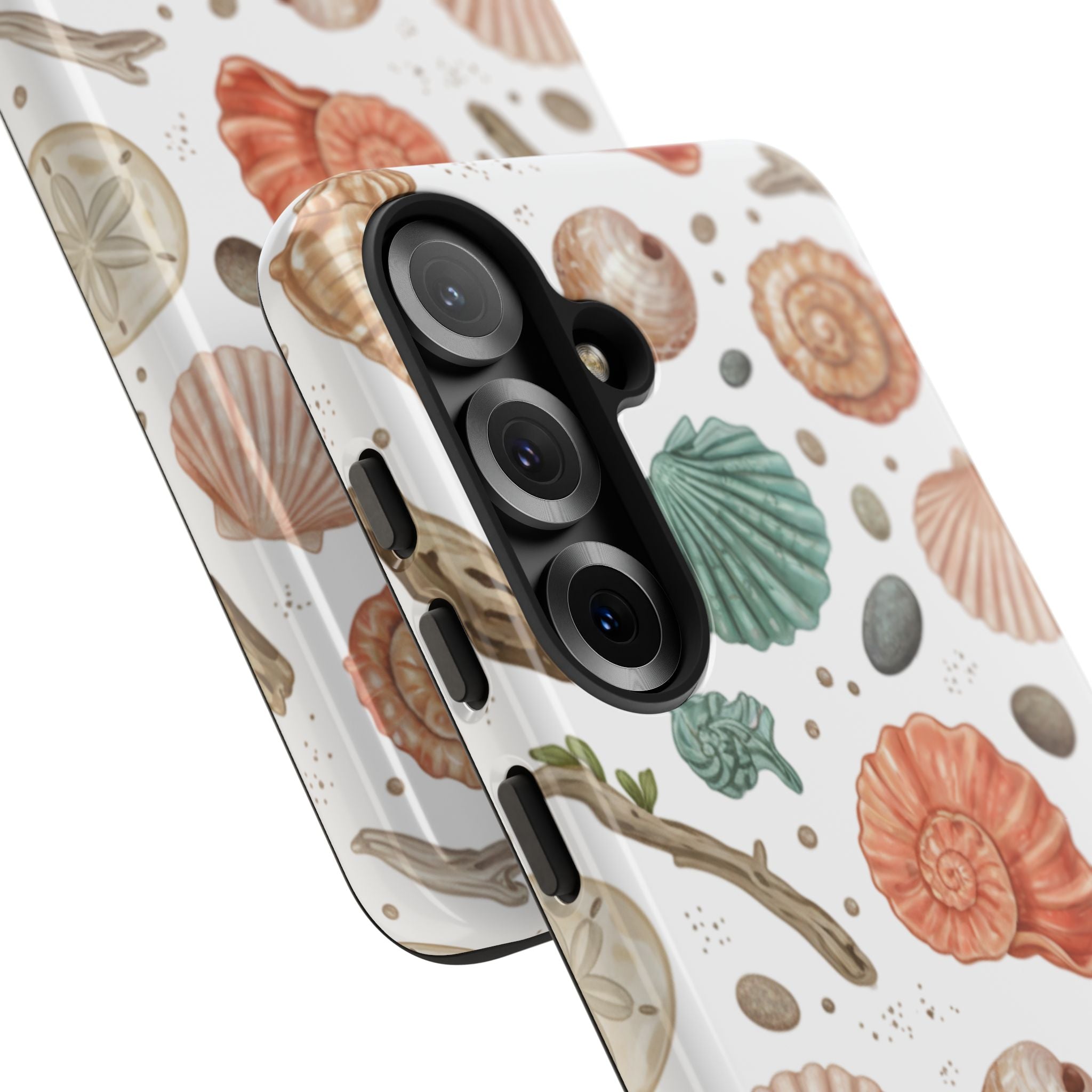 Seashell Pattern Phone Case - Coastal Beach Shells Protective Tough Case