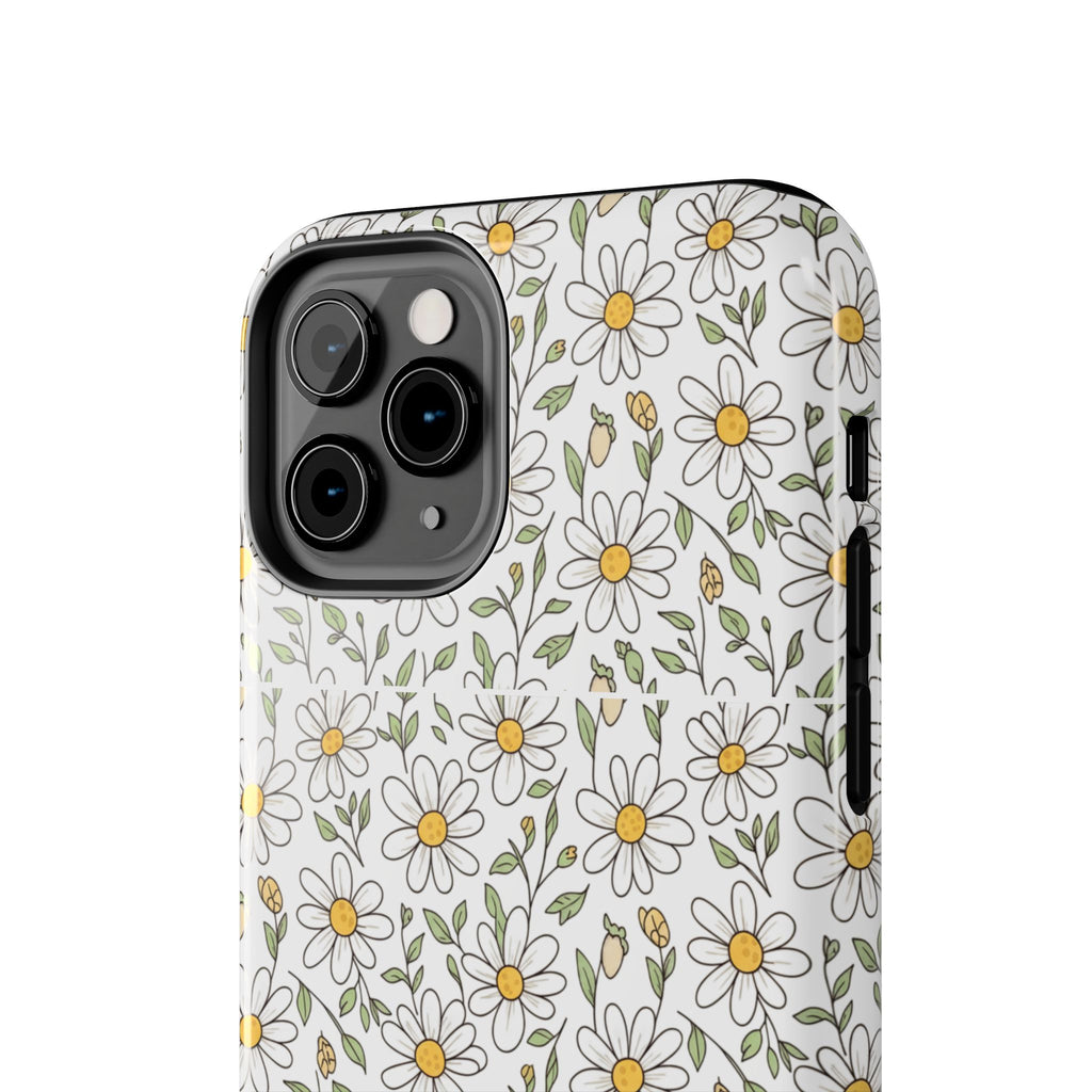 Daisy Floral Tough Phone Case — Protective White Spring Pattern