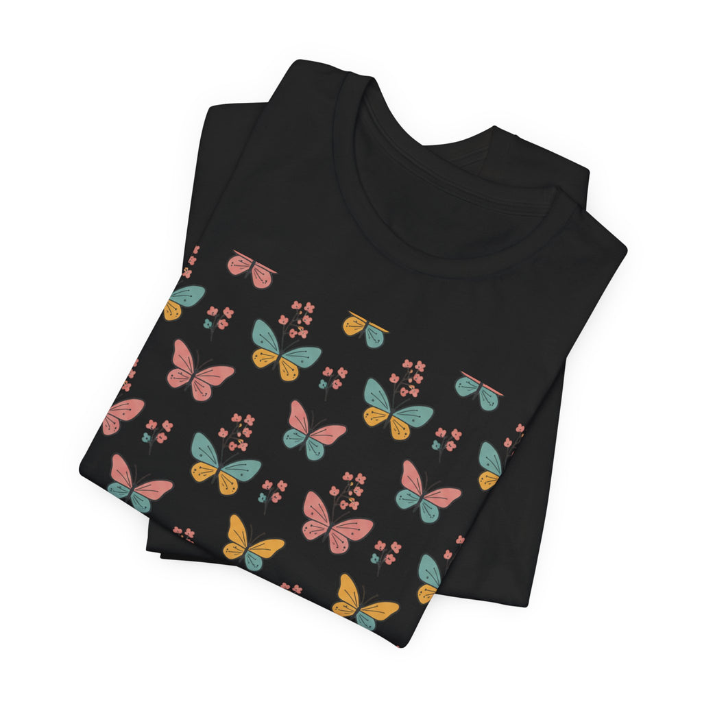 Butterfly Pattern Tee — Pastel Moth Floral Unisex T-Shirt