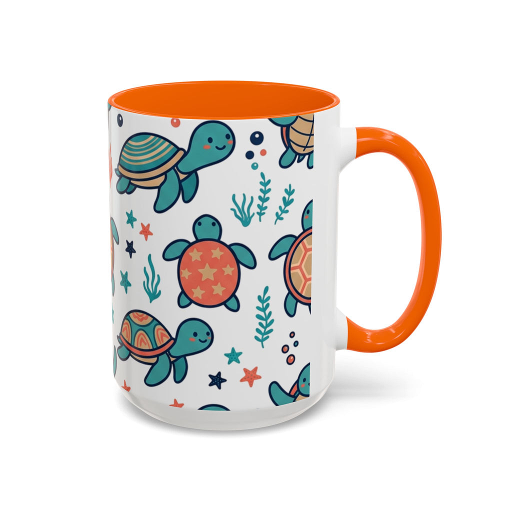 Turtle Pattern Coffee Mug — Cute Sea Turtle Accent Mug (11/15oz)