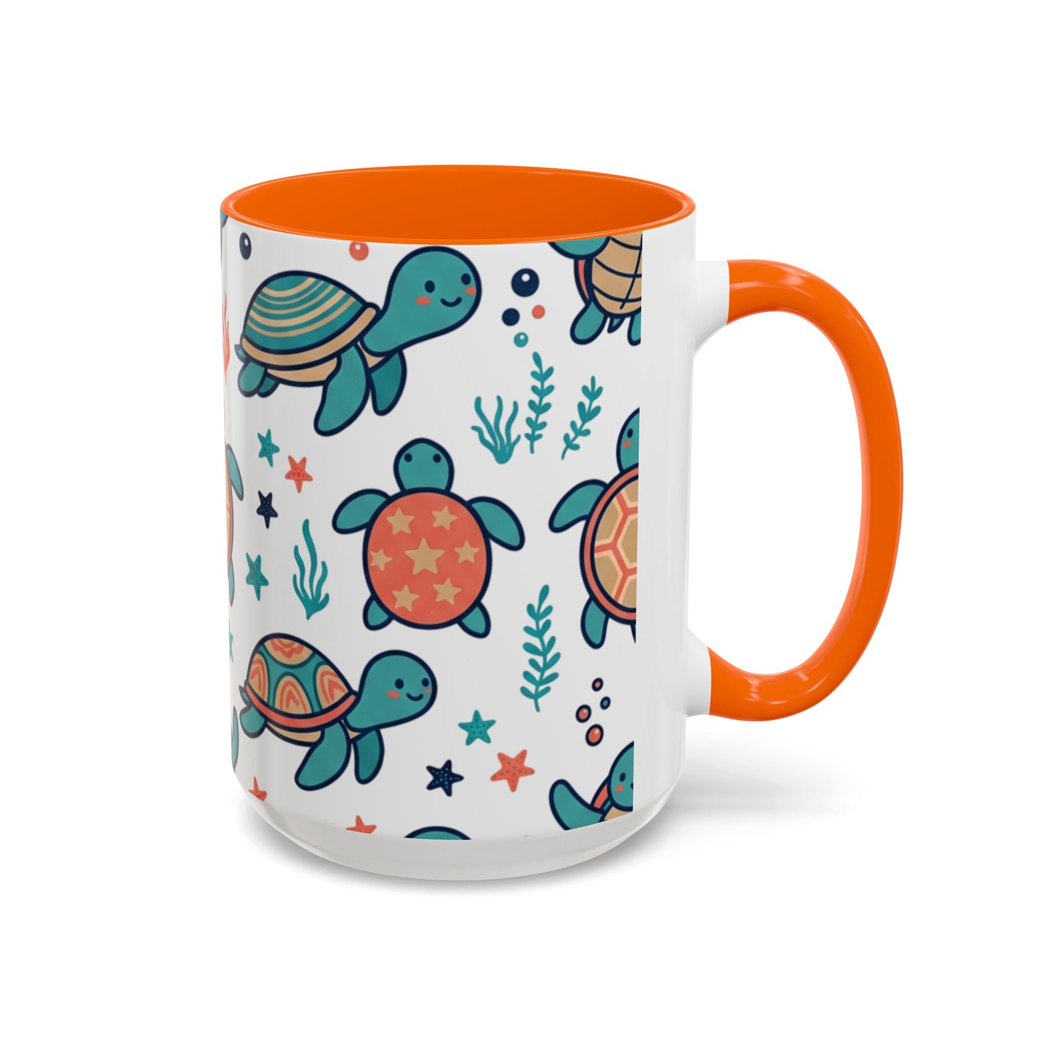 Turtle Pattern Coffee Mug — Cute Sea Turtle Accent Mug (11/15oz)