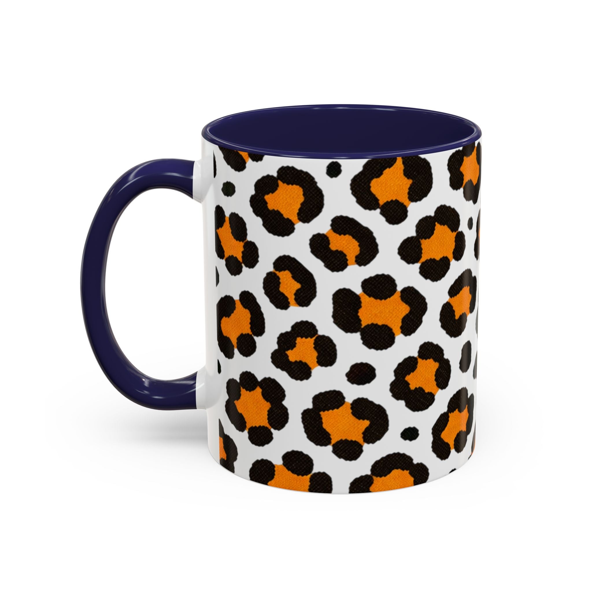 Leopard Print Accent Coffee Mug - Orange & Black Pattern 11/15oz