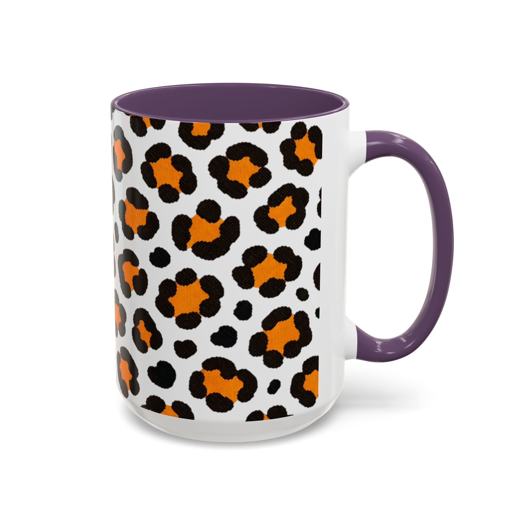 Leopard Print Accent Coffee Mug - Orange & Black Pattern 11/15oz