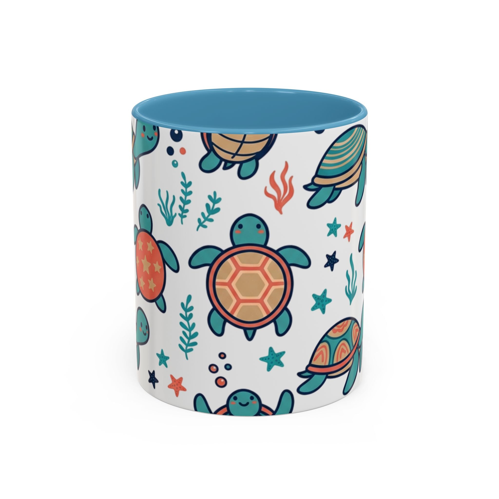 Turtle Pattern Coffee Mug — Cute Sea Turtle Accent Mug (11/15oz)