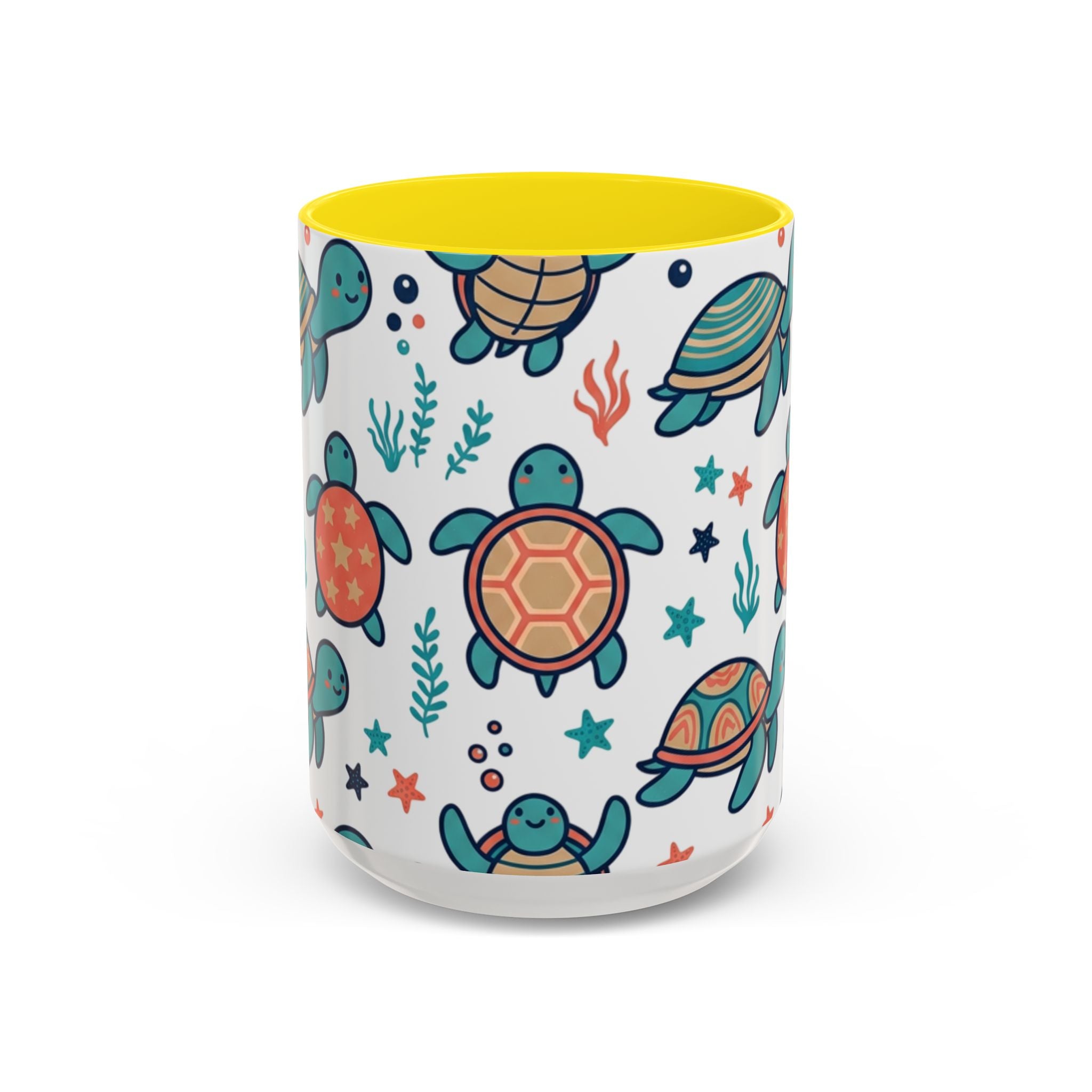 Turtle Pattern Coffee Mug — Cute Sea Turtle Accent Mug (11/15oz)