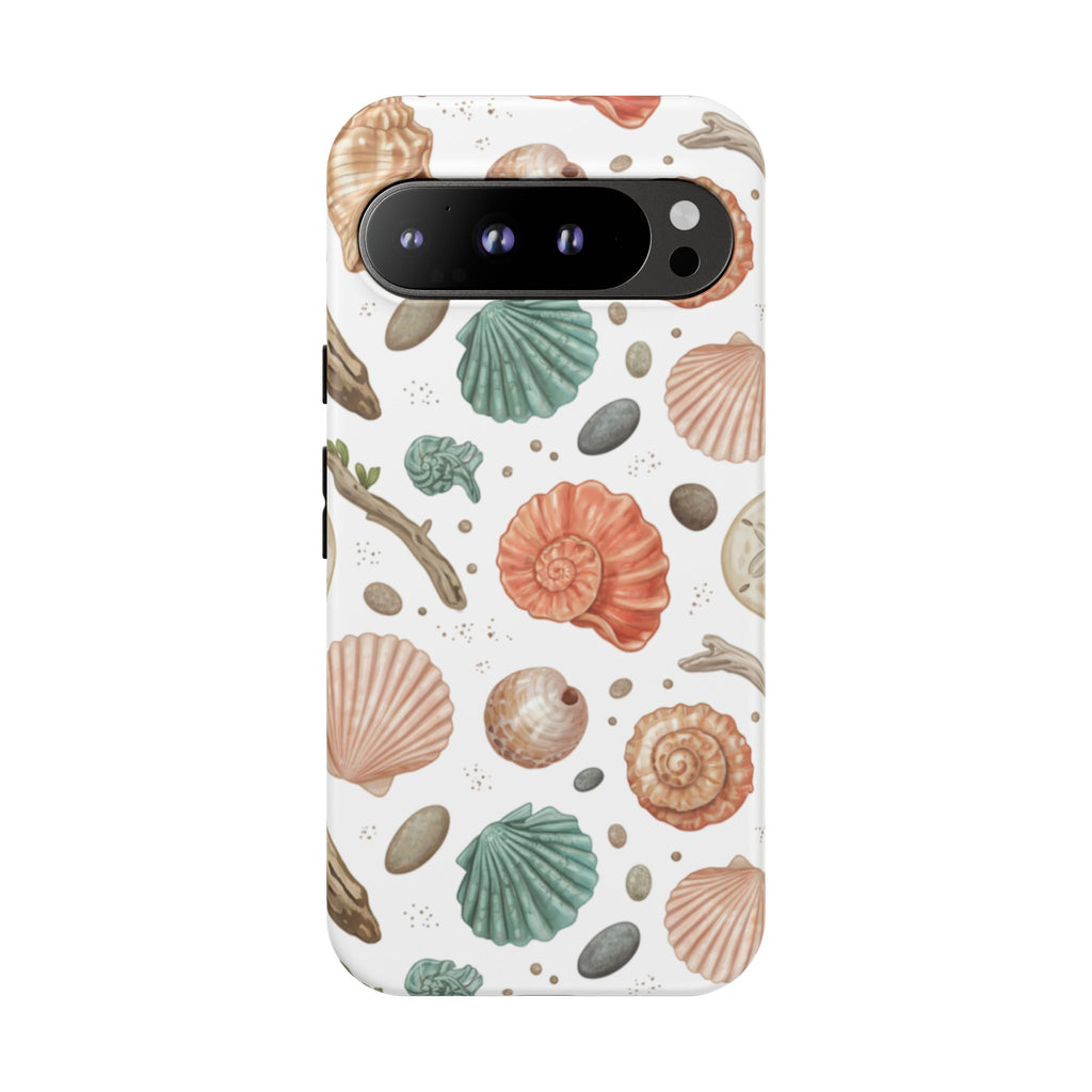Seashell Pattern Phone Case - Coastal Beach Shells Protective Tough Case